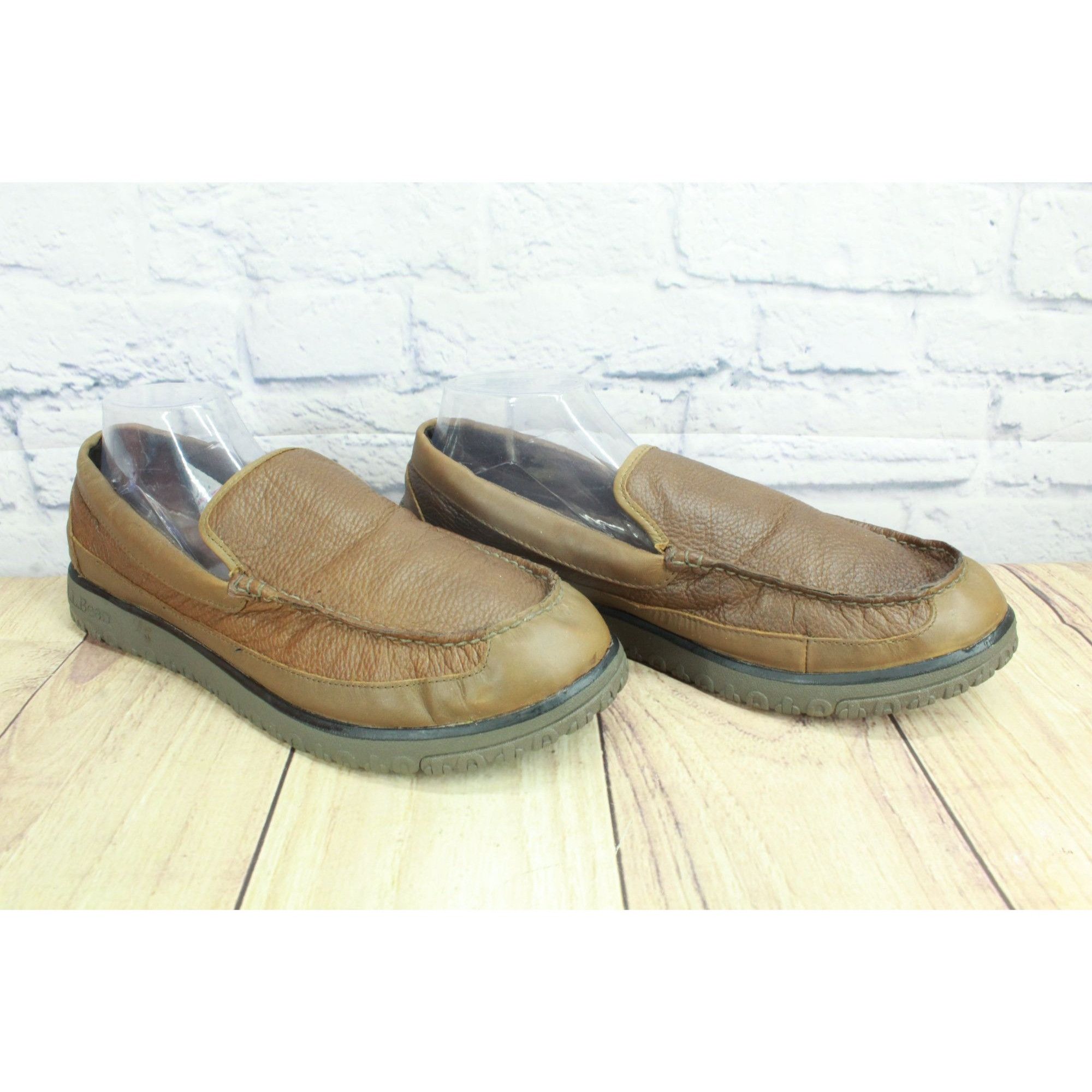 L.L. Bean LL Bean Men’s Brown Shearling Moccasin Slippers Size US 12 / EU 45 - 2 Thumbnail