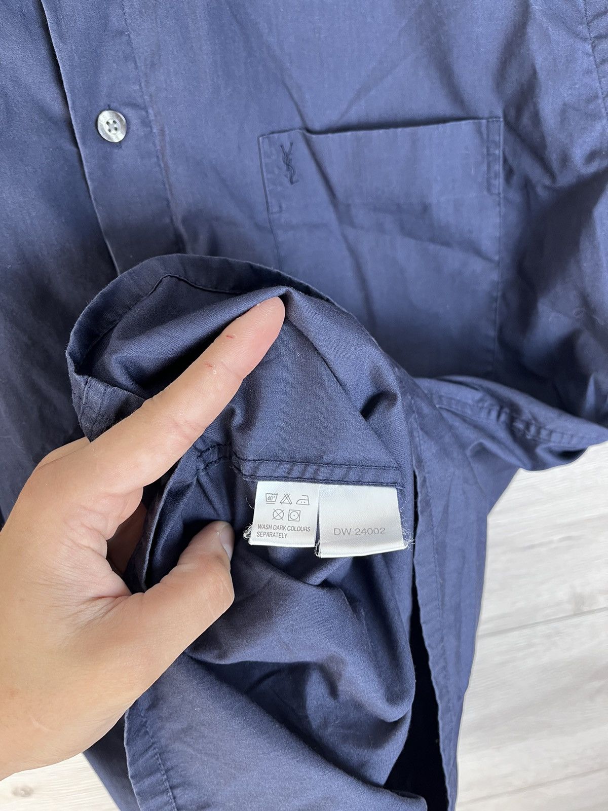 Yves Saint Laurent Men's Button Down Shirt YSL size L cotton 100% blue Size US L / EU 52-54 / 3 - 8 Thumbnail