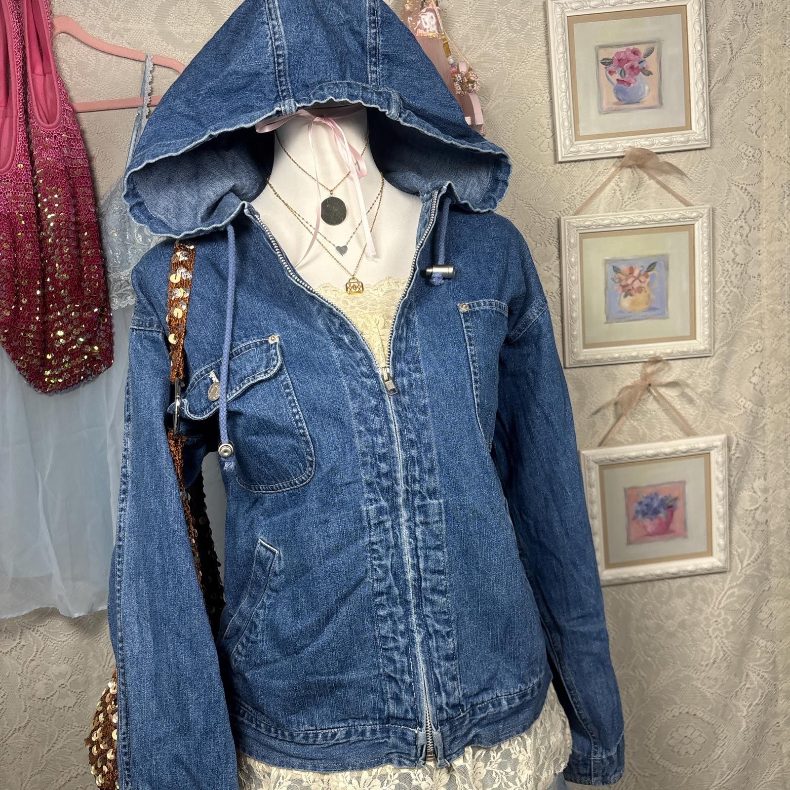 Denim & Co. vintage denim zip up cozy hoodie Size M / US 6-8 / IT 42-44 - 4 Thumbnail