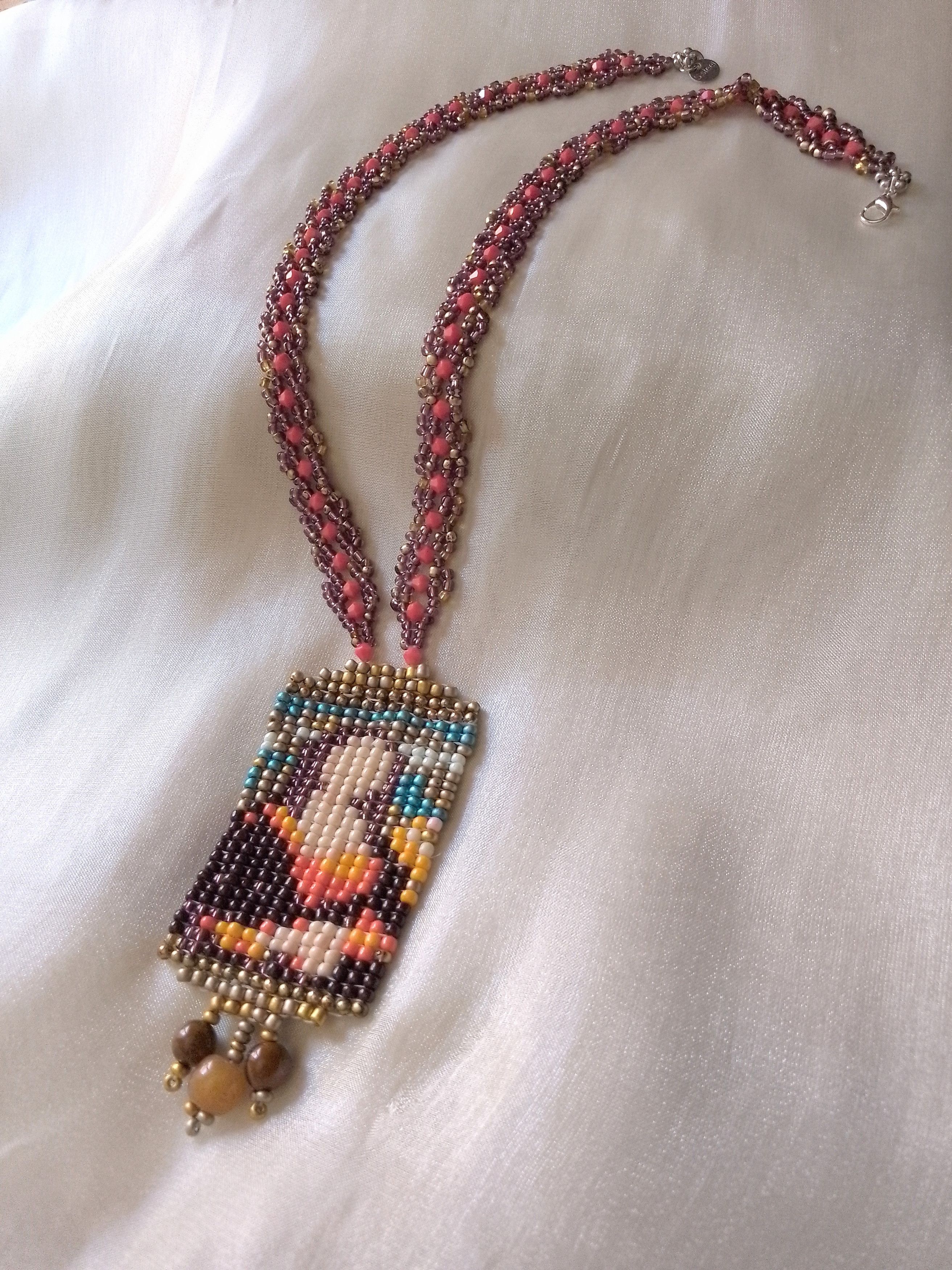 Handmade Long Boho Necklace Mona Lisa pendant natural gemstones Size ONE SIZE - 2 Thumbnail