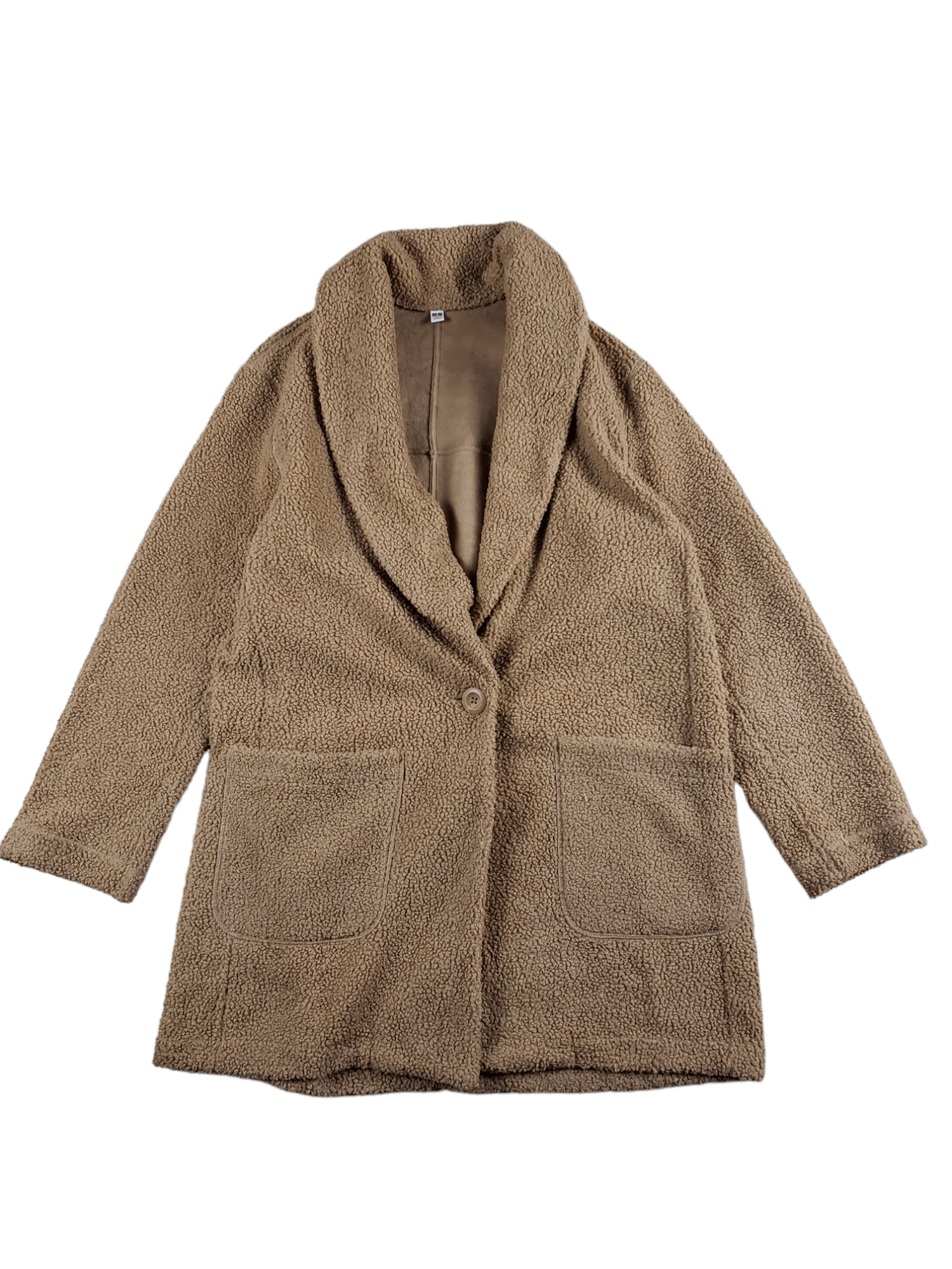 image of Uniqlo Sherpa Jacket One Button in Brown, Women's (Size XL)
