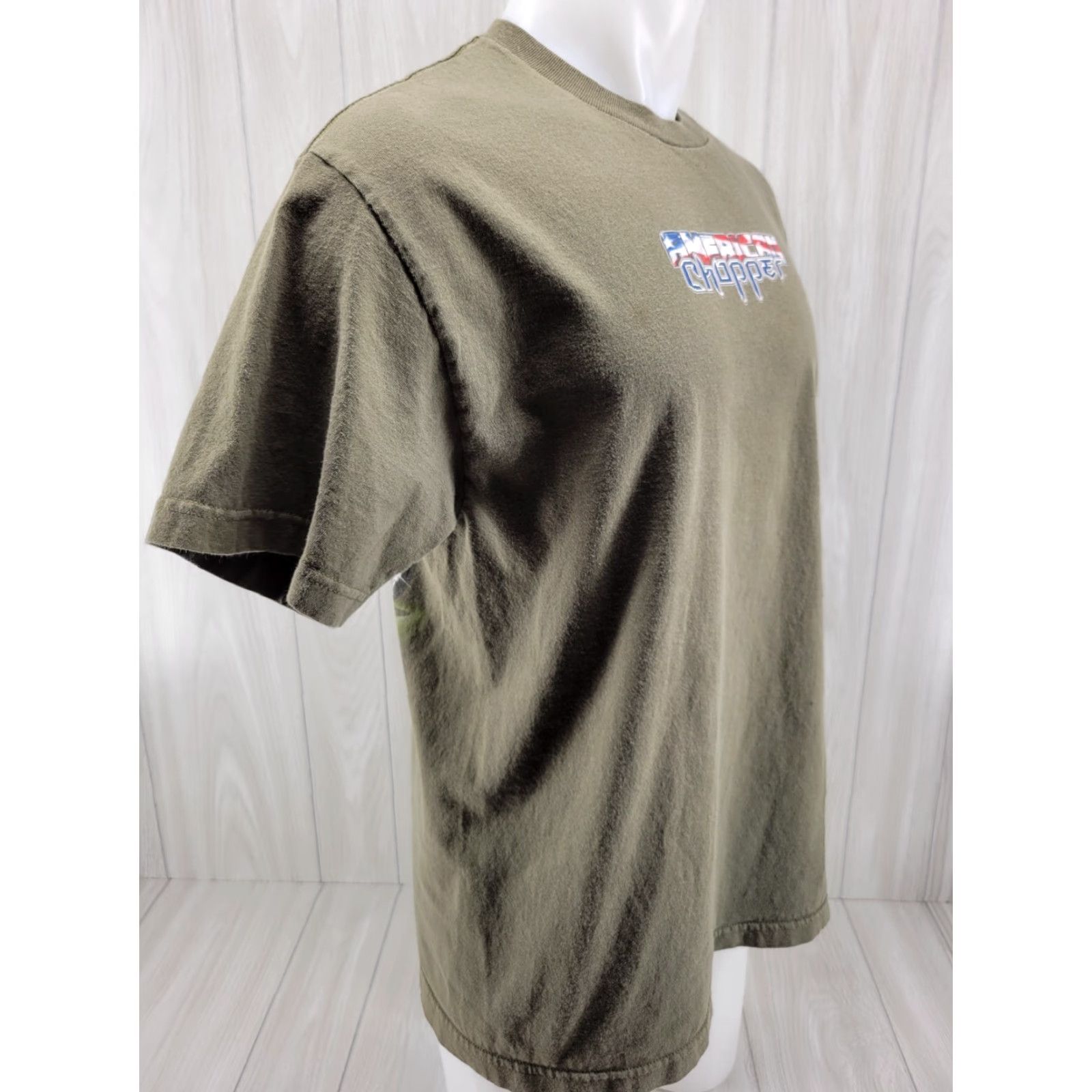 Vintage VINTAGE Distressed American Chopper POW MIA Bike T Shirt Green Sz Large Mens Shirt Size US L / EU 52-54 / 3 - 6 Thumbnail