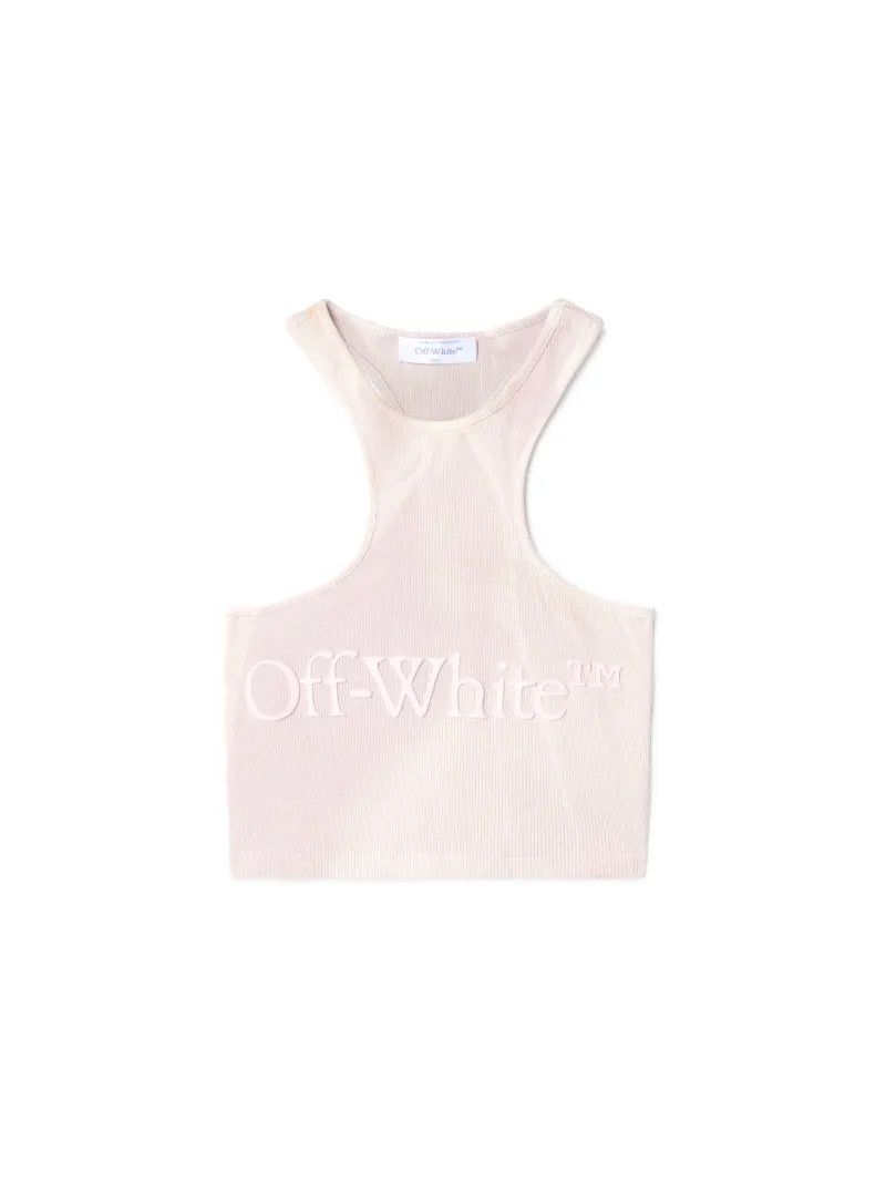 Off-White o1mle0425 Logo Patch Ribbed Vest Top in Neutriais Size XS / US 0-2 / IT 36-38 - 1 Preview