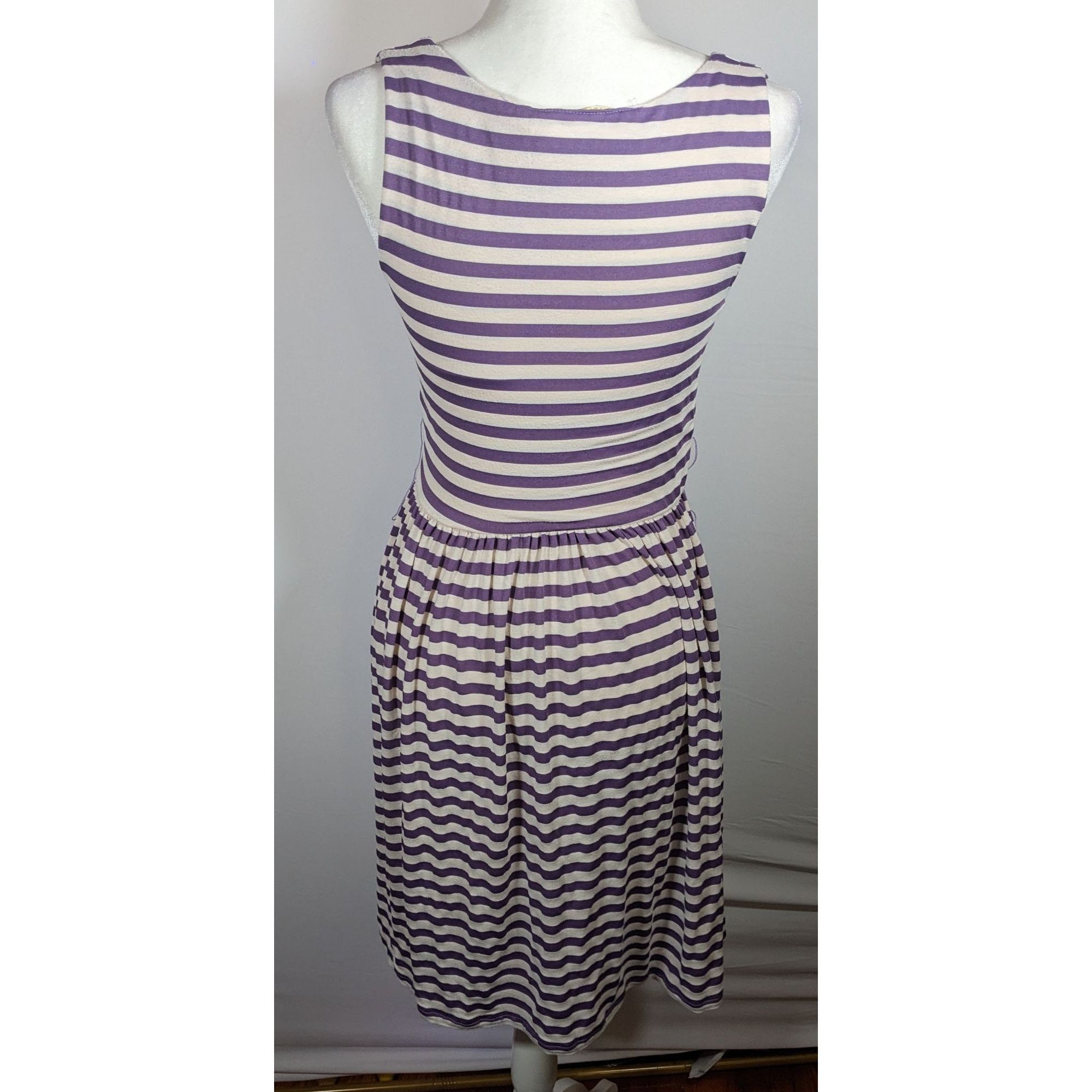 Other Knitted Dove Cottagecore Purple And White striped Dress With Size S / US 4 / IT 40 - 11 Thumbnail