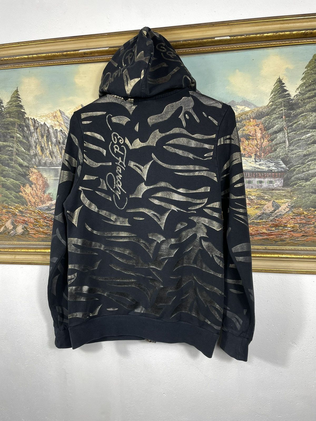 Christian Audigier × Ed Hardy × Vintage Ed Hardy Retro 00s Hoodie With Crystals Affliction Grunge Size XS / US 0-2 / IT 36-38 - 5 Thumbnail