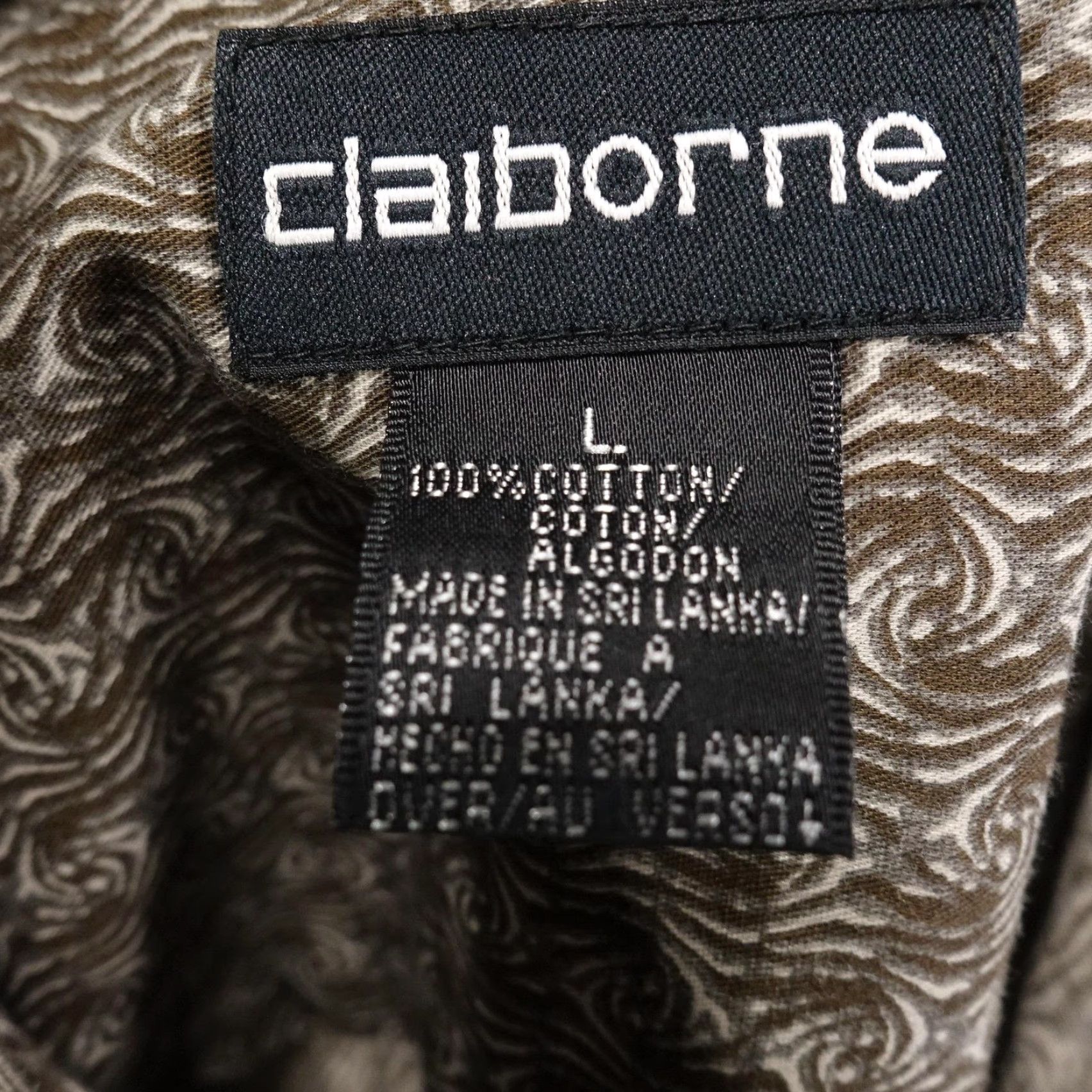Liz Claiborne Claiborne Shirt Mens L Brown Paisley Long Sleeve Button-Up Regular Fit Size US L / EU 52-54 / 3 - 6 Thumbnail