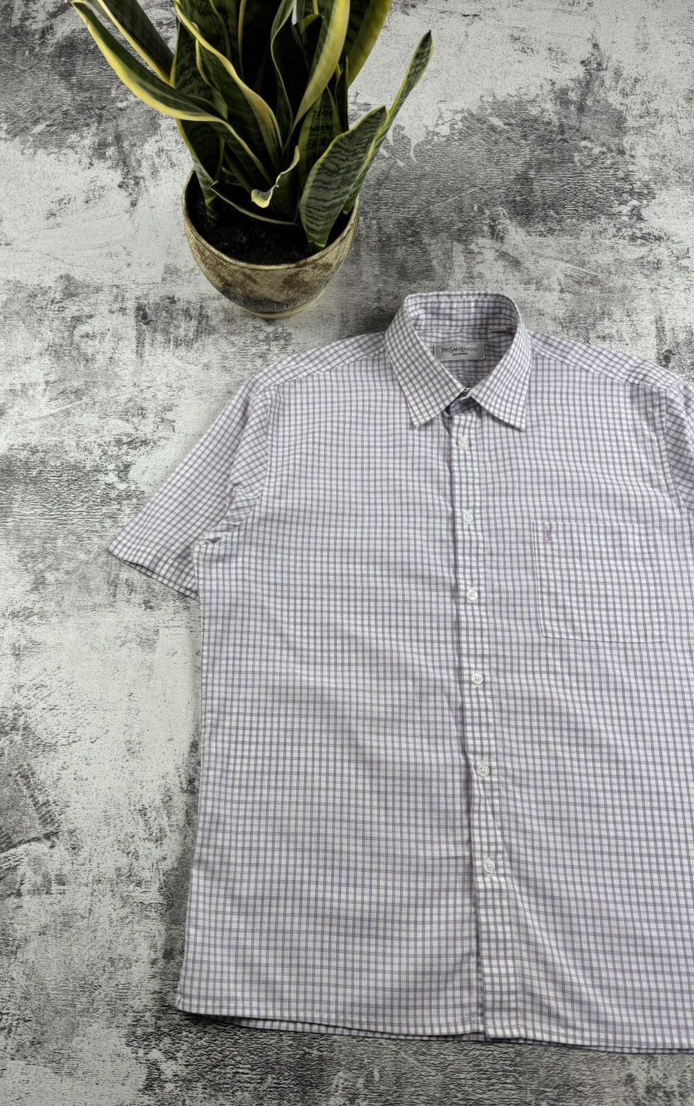 Yves Saint Laurent Yves Saint Laurent YSL Paris Checked 90S Button Blank Shirt Size US L / EU 52-54 / 3 - 2 Thumbnail
