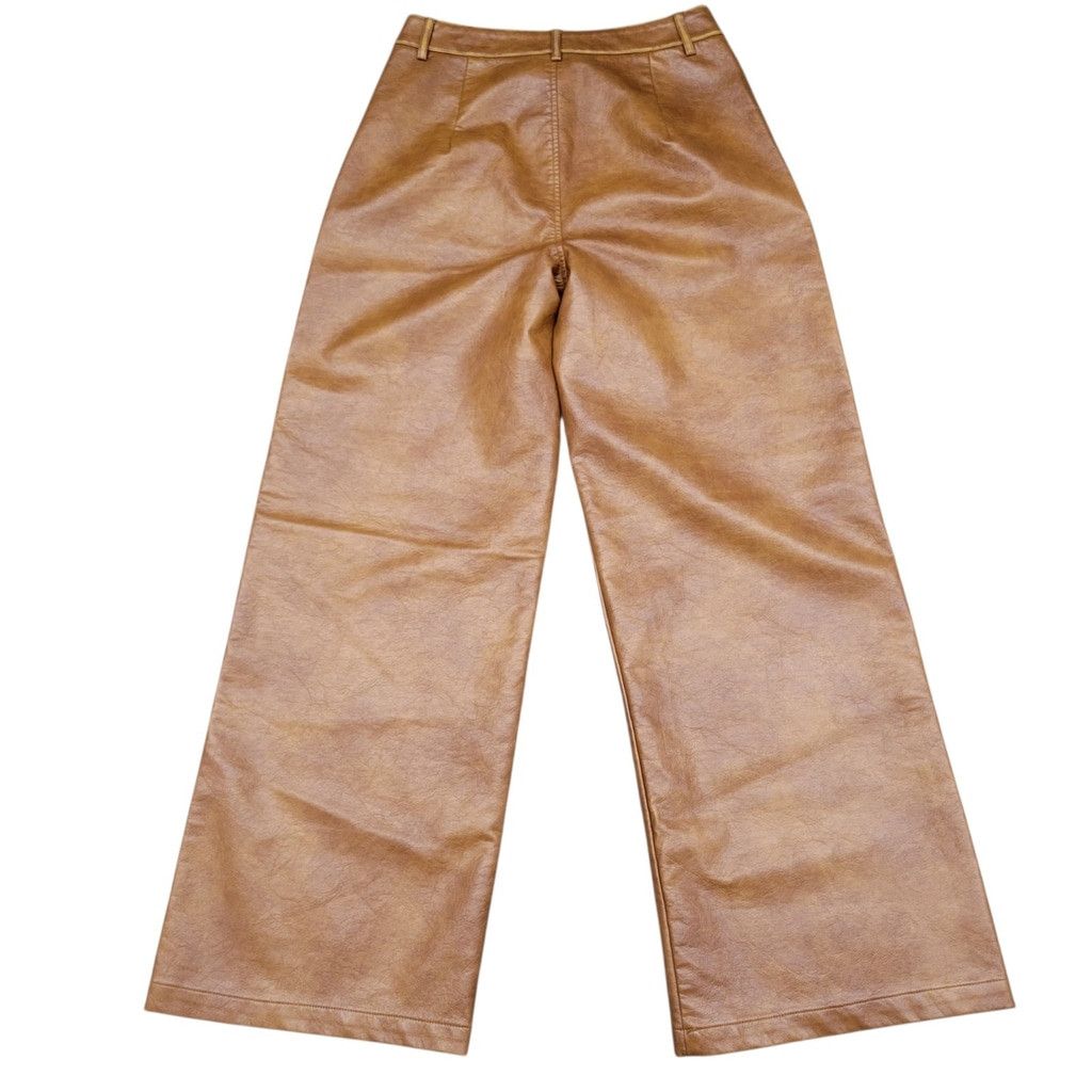 Other ANEWSTA Women Faux-Leather Wide-Leg Brown Pants Size Medium Size 28" / US 6 / IT 42 - 5 Thumbnail