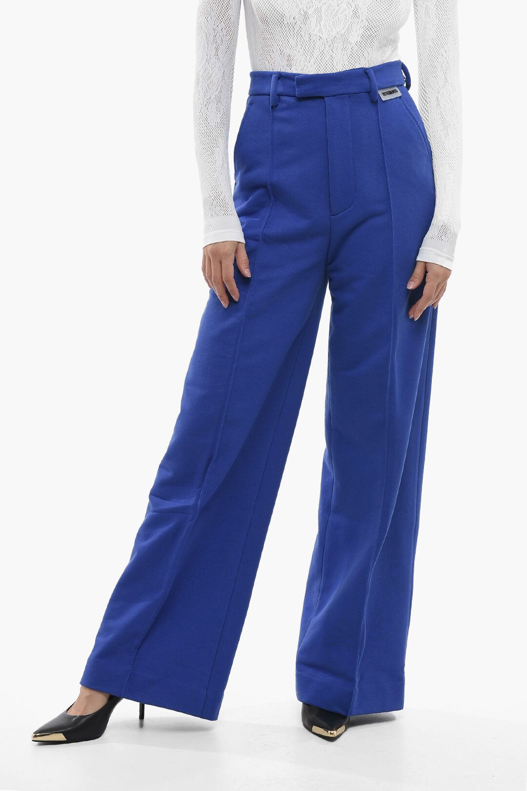 Vetements og1mm0824 High-waisted Pants with Front Pleats in Blue Size 28" / US 6 / IT 42 - 1 Thumbnail