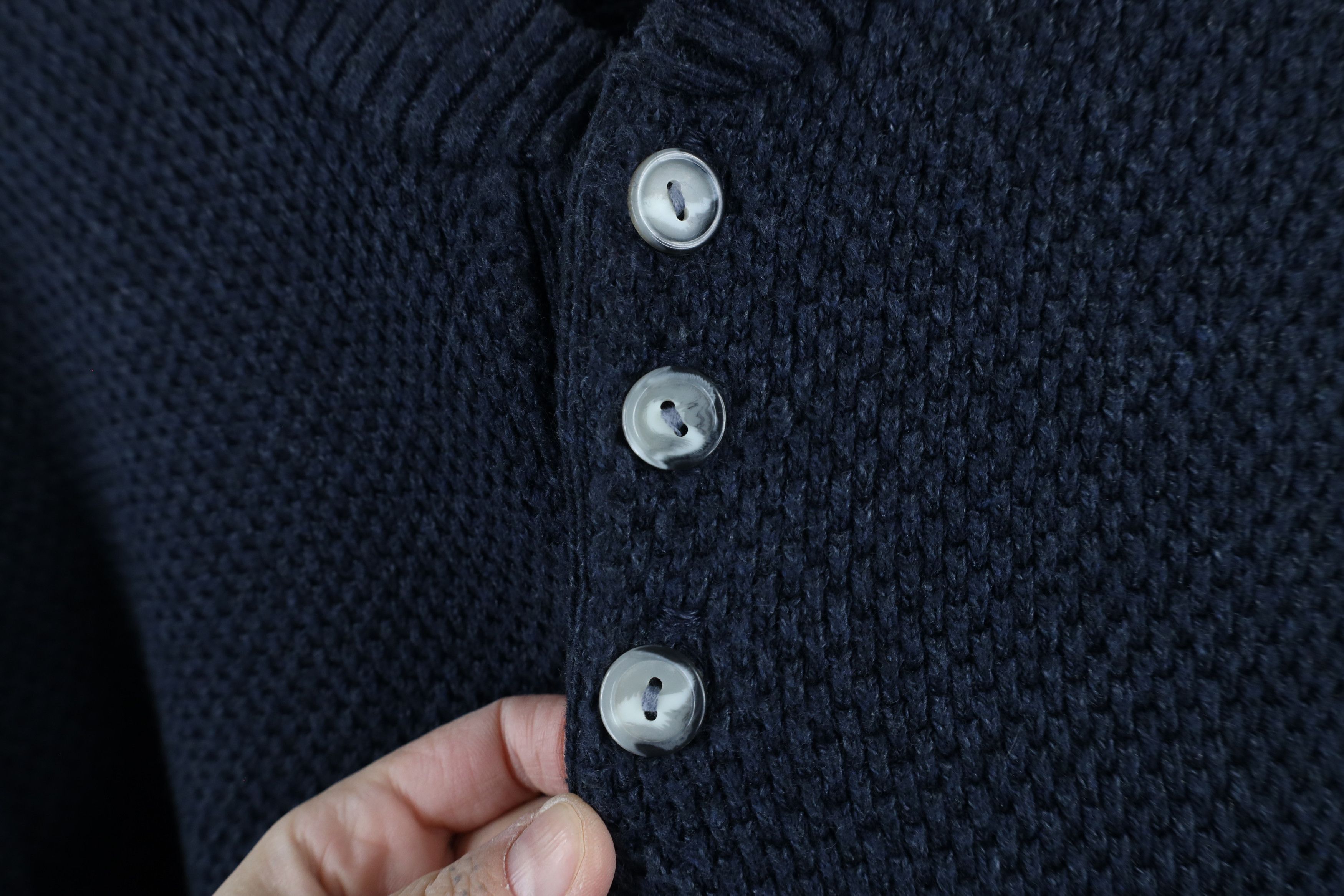 Vintage Vintage 90s Streetwear Waffle Knit Henley Sweater Blue USA Size US XL / EU 56 / 4 - 6 Thumbnail