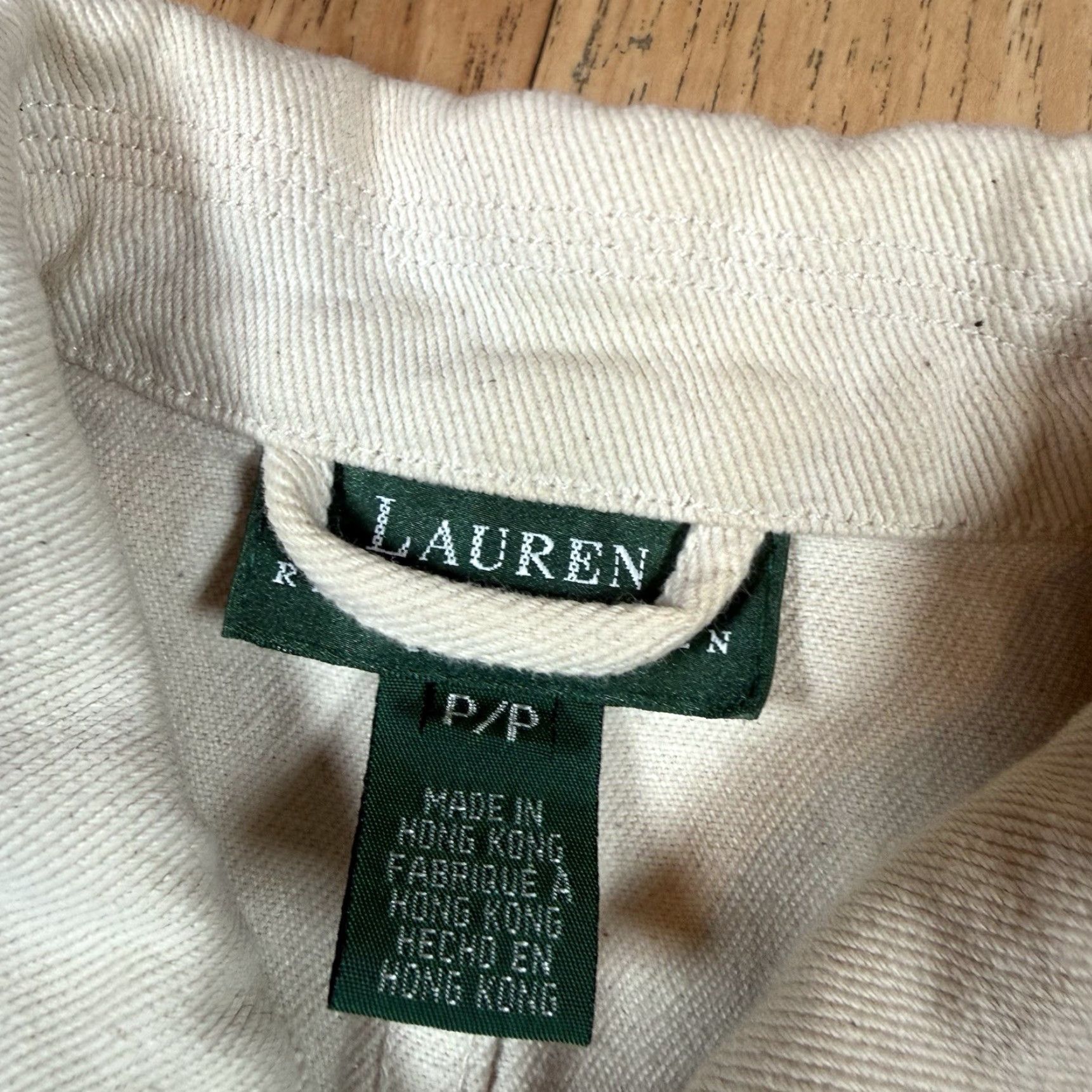 Vintage Lauren Ralph Lauren Denim Jacket Women’s PP Petite Ivory Button Jacket Size 24" / US 00 / IT 34 - 6 Thumbnail