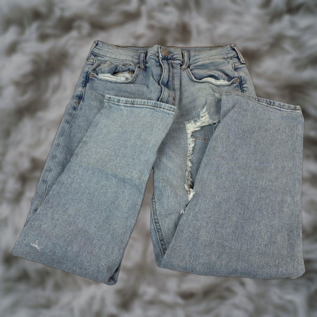Vintage Aéropostale Jeans Womens 10 Light Wash Stretch Mom Distressed Ripped 30 x 26 Size 32" / US 10 / IT 46 - 1 Thumbnail