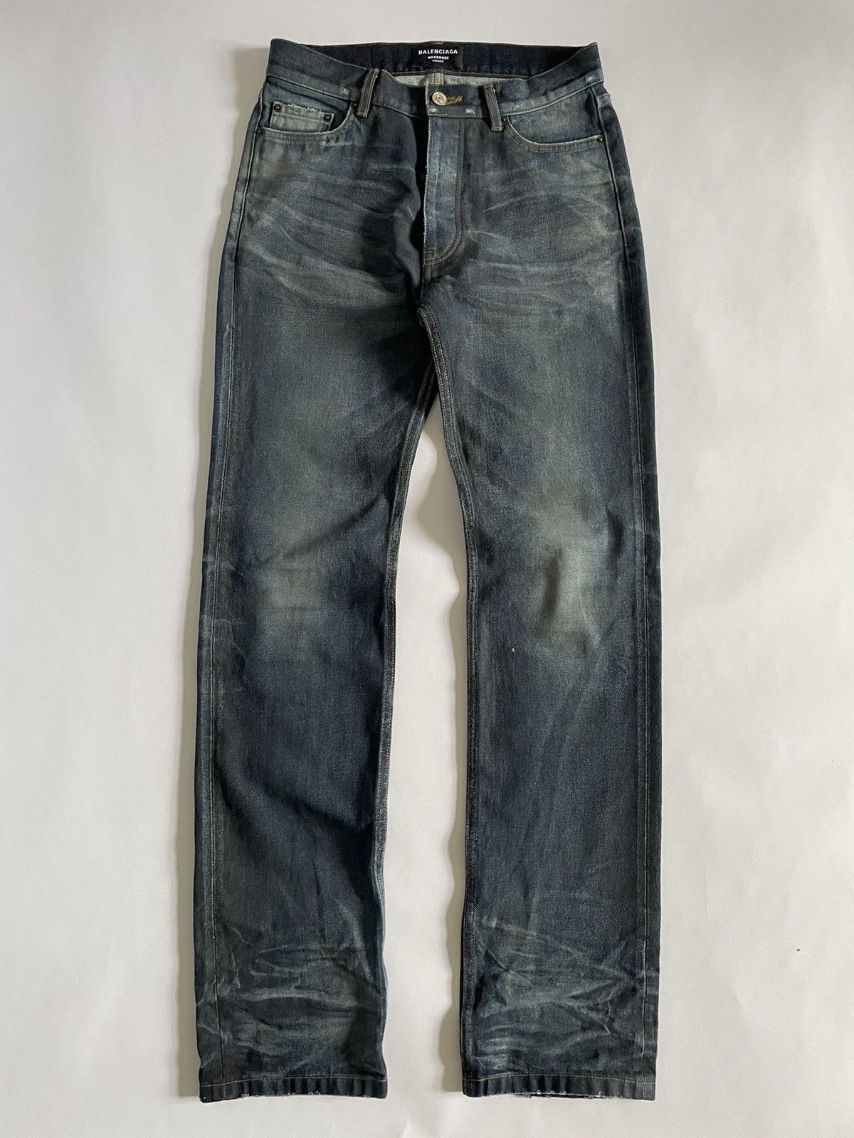 Balenciaga FW22 Dirty Wash Aged Denim Jeans