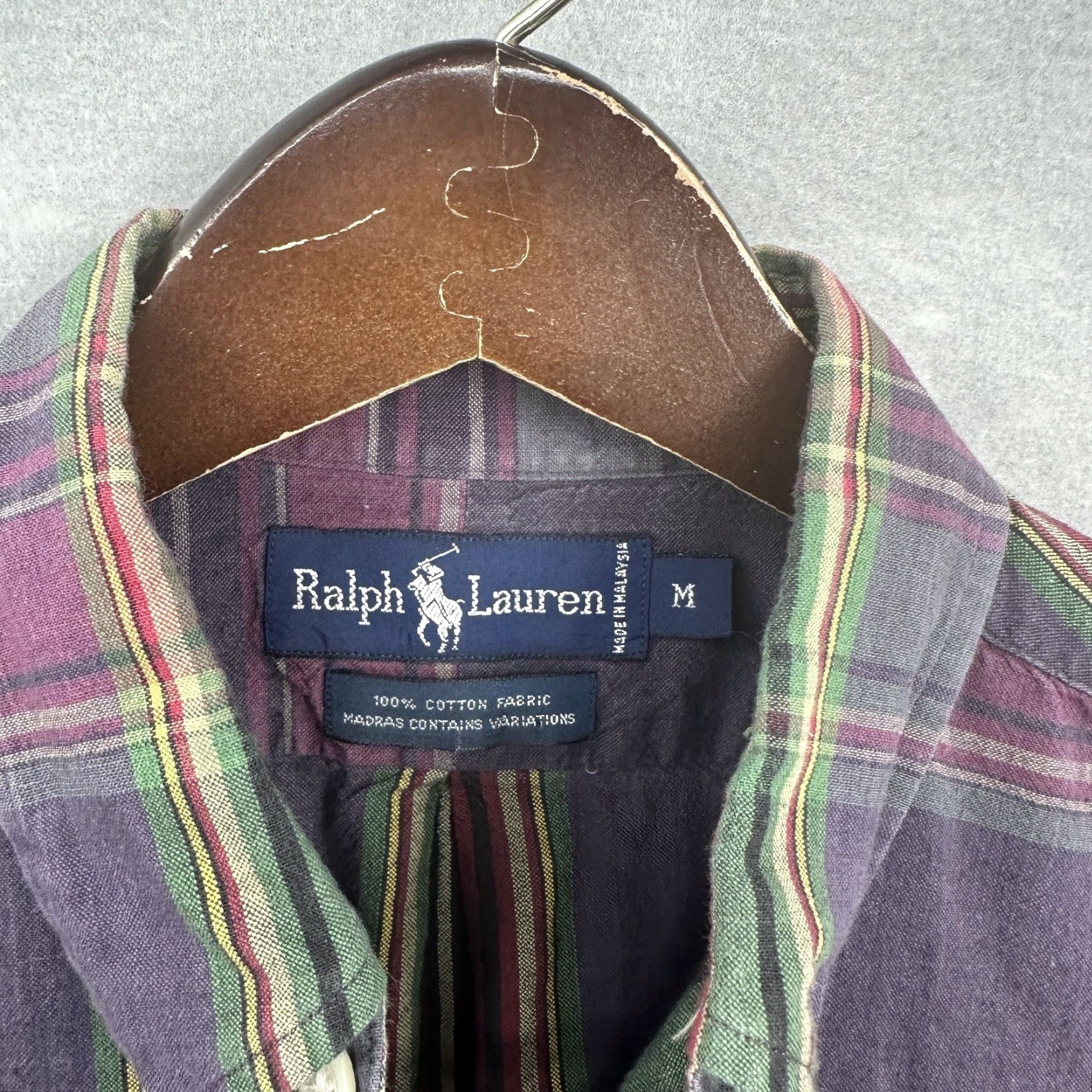 Polo Ralph Lauren VINTAGE Polo Ralph Lauren Shirt Mens M Plaid Blue Short Sleeve Button-Up 100% Cotton Classic Preppy Mens Size US M / EU 48-50 / 2 - 6 Thumbnail