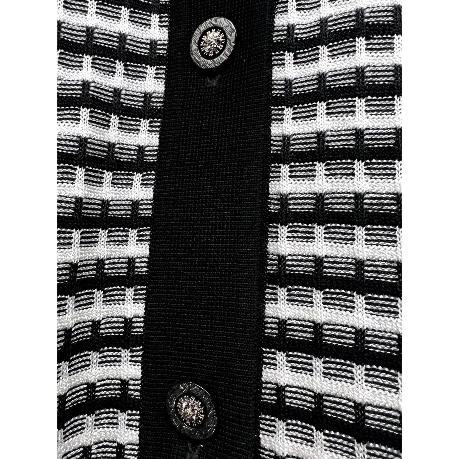 Vintage Misook Vintage 90s Black White Knit Button Shirt L Stretch Size L / US 10 / IT 46 - 5 Thumbnail