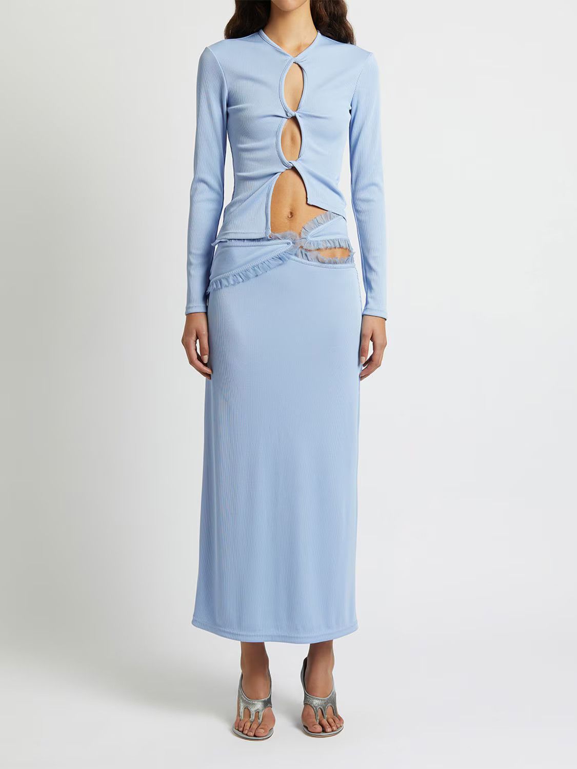 Christopher Esber o1mle0325 Carina Interlinked Long Skirt in Light Blue Size 27" / US 4 / IT 40 - 2 Thumbnail