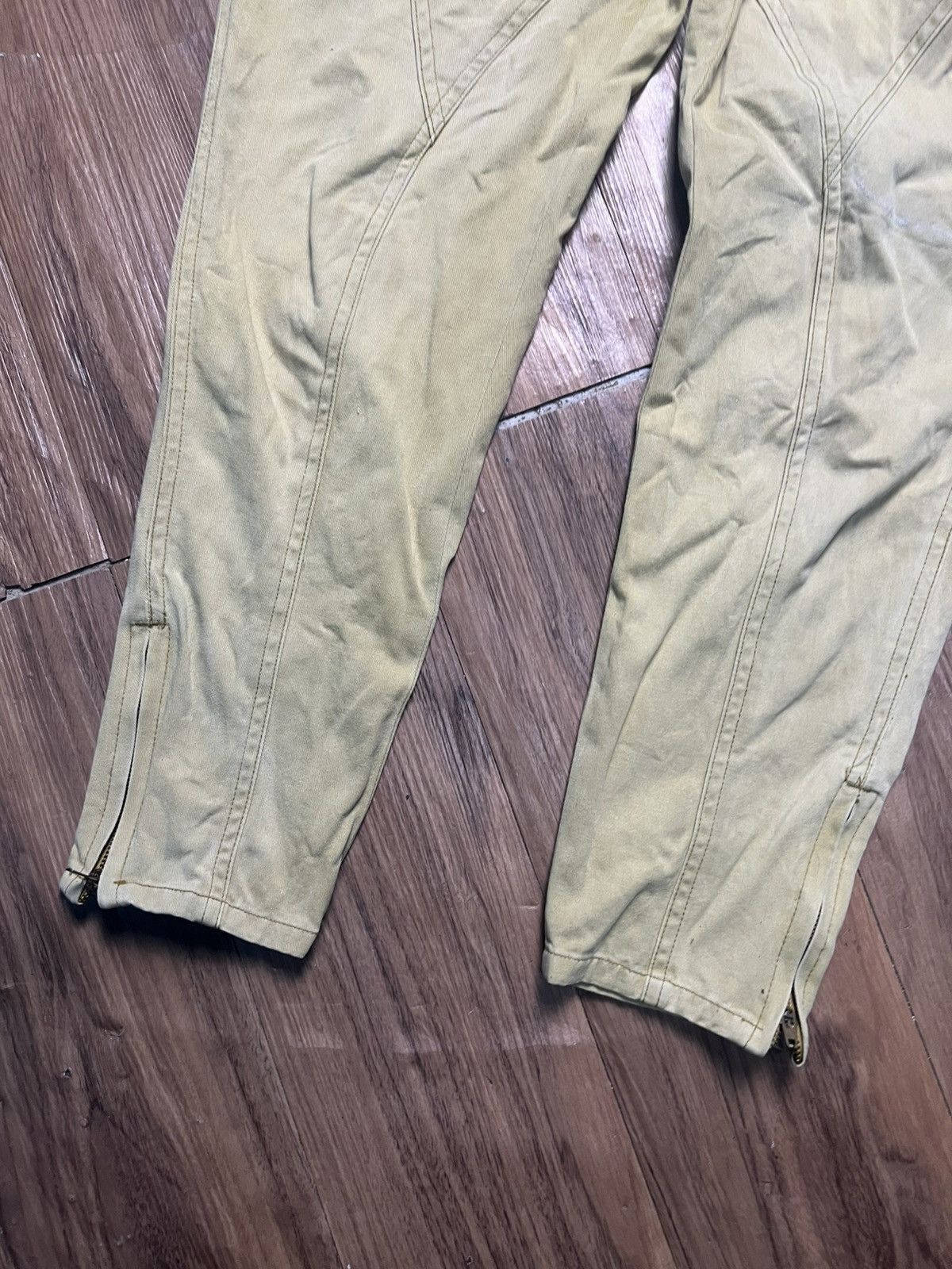 If Six Was Nine LA VIE EN ROSE Panelled Khaki Ankle Zip Pants (42) Size US 26 / EU 42 - 4 Thumbnail