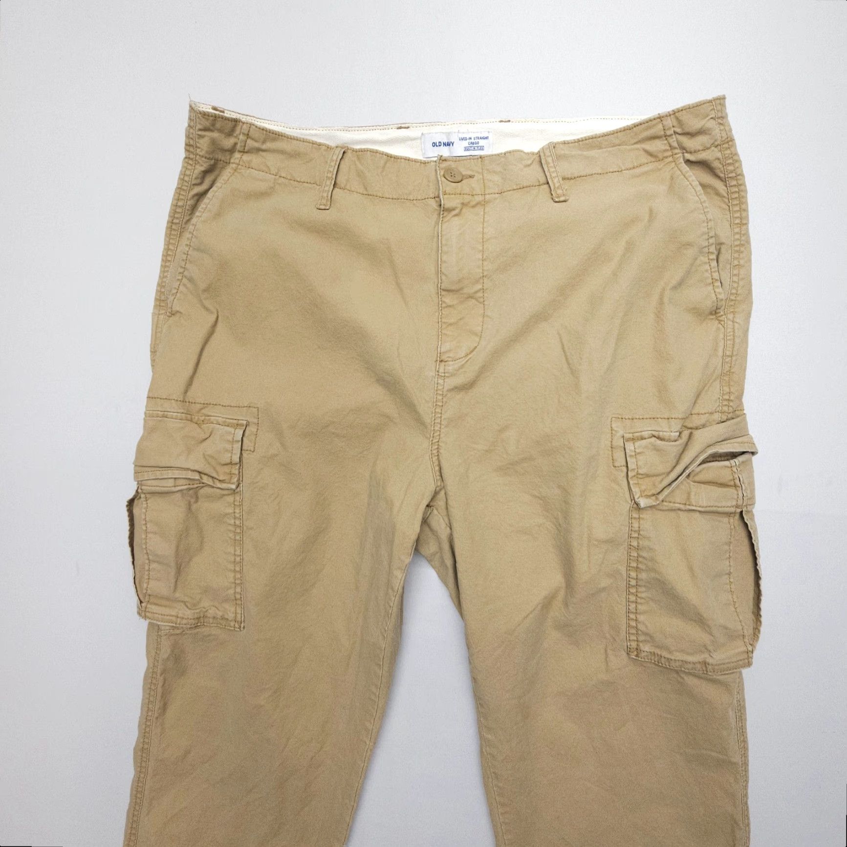 Old Navy Old Navy Cargo Pants Mens 40x34 Tan Cotton Blend Straight 5-Pocket Design 34 Inseam Regular Tailored for Casual Workwear Vintage No N/A Size US 40 / EU 56 - 3 Thumbnail