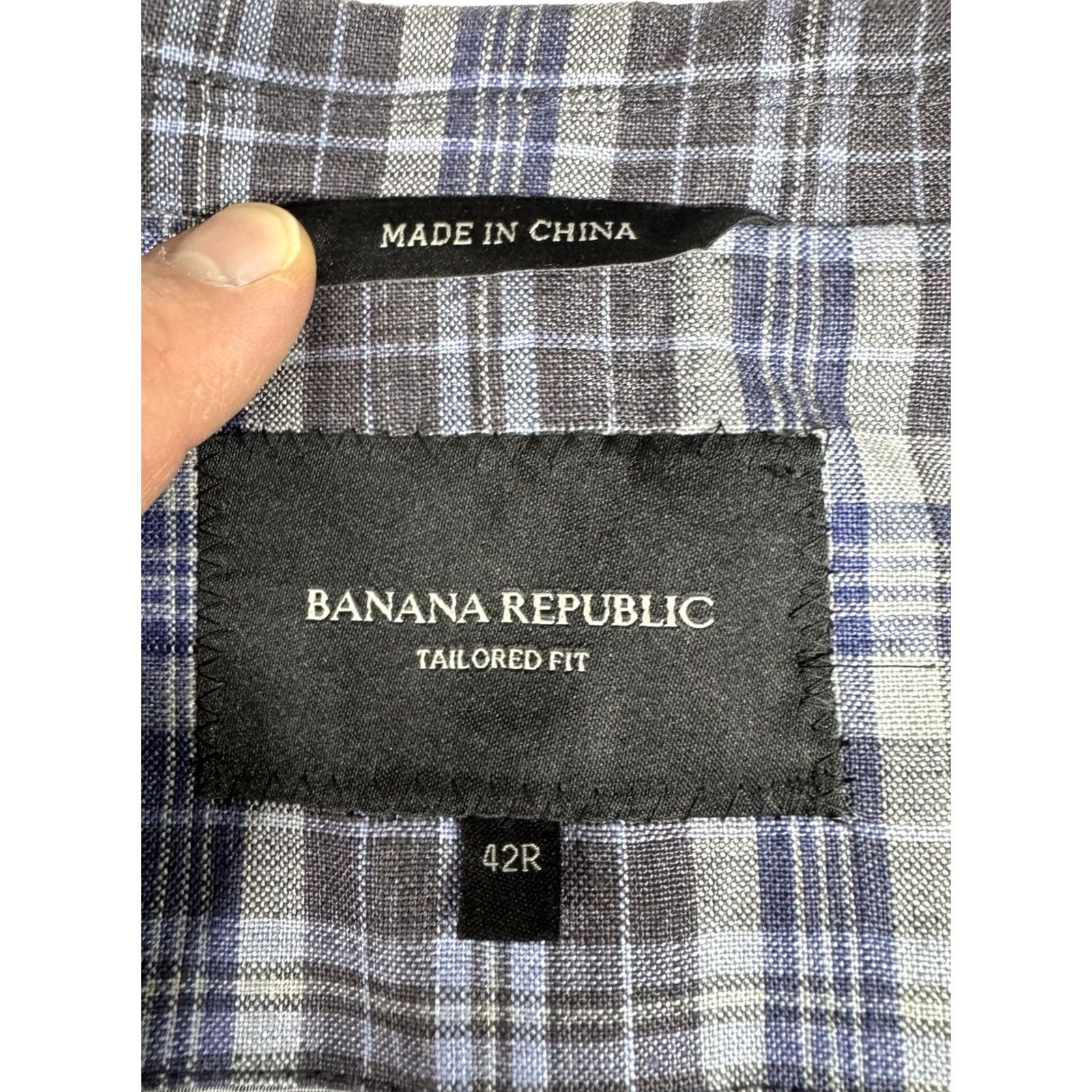 Banana Republic Banana Republic Linen Plaid Blazer Sport Coat Mens 42R Tailored Fit Lightweight Blue Plaid 42 Mens Blazer Tailored Linen 42R Size 42R - 2 Thumbnail