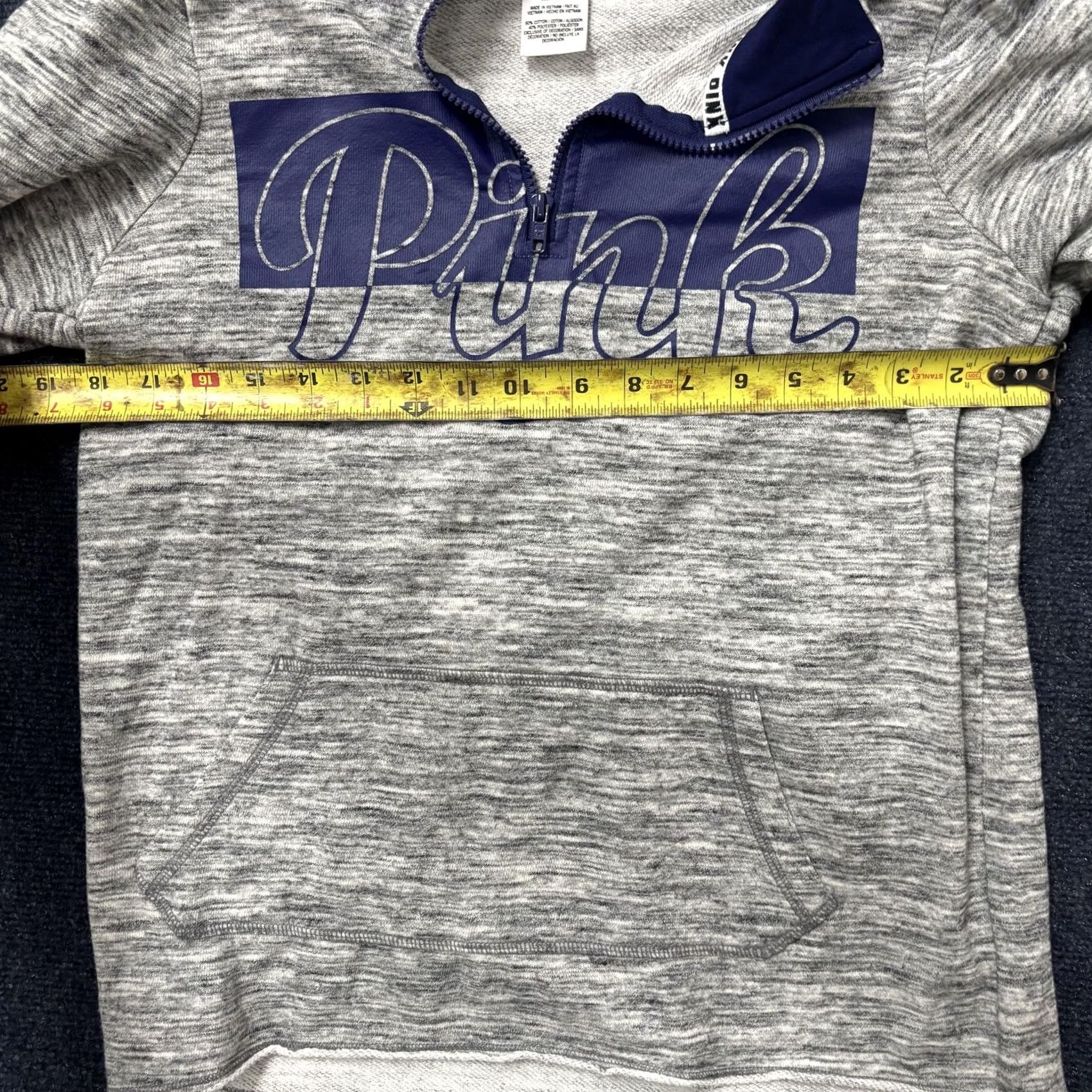 Pinko Victoria's Secret PINK Sweatshirt Womens XS Gray Script Logo 1/4 Zip Pullover Size XS / US 0-2 / IT 36-38 - 4 Thumbnail