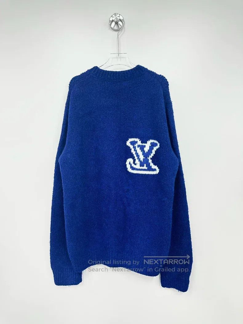 Louis Vuitton Louis Vuitton Blue monogrammed Logo Teddy Sweater Size US XL / EU 56 / 4 - 2 Thumbnail