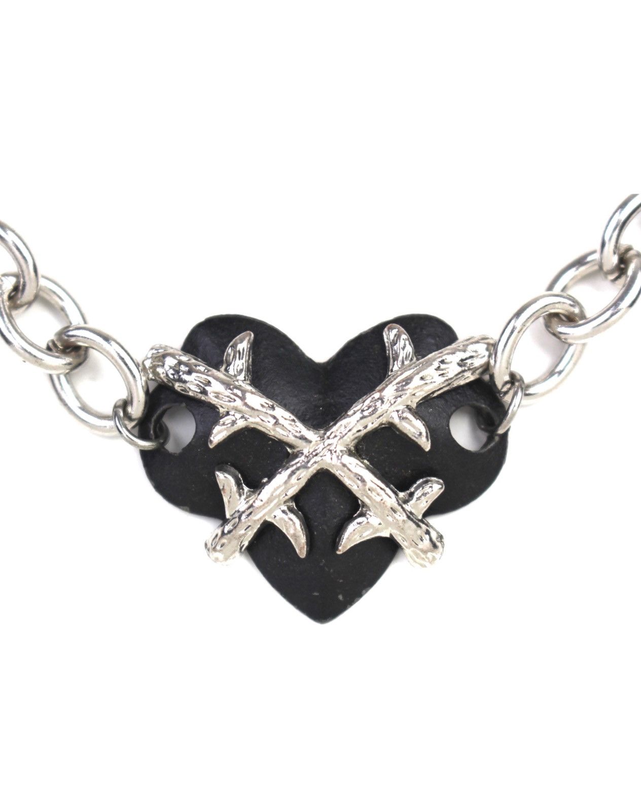 Vintage 2000S JAPANESE MADE CROSSED BLADES BLACK HEART NECKLACE Size ONE SIZE - 2 Thumbnail