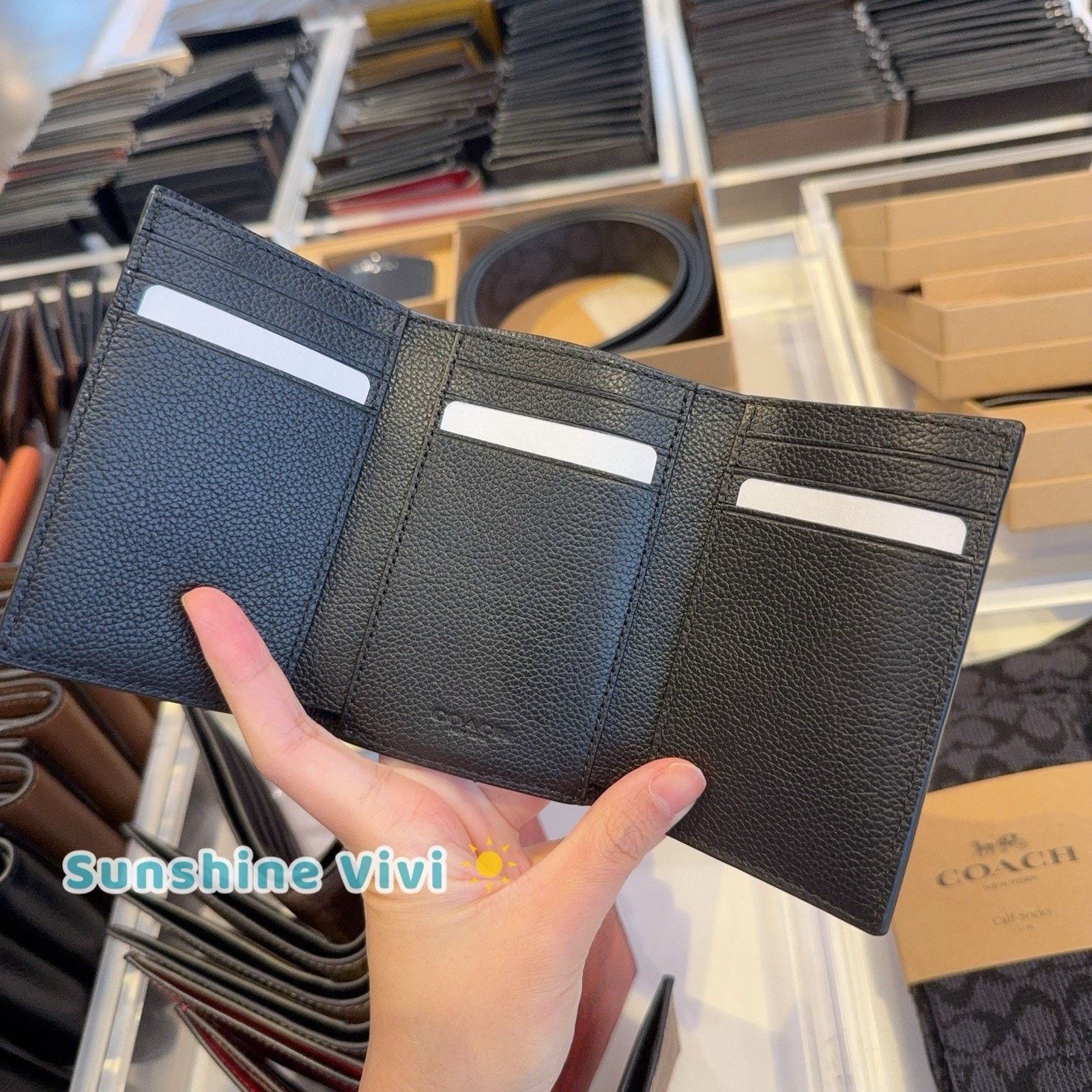 Coach NWT Coach Men's Leather Tri-Fold Wallet 23845 black Size ONE SIZE - 2 Thumbnail