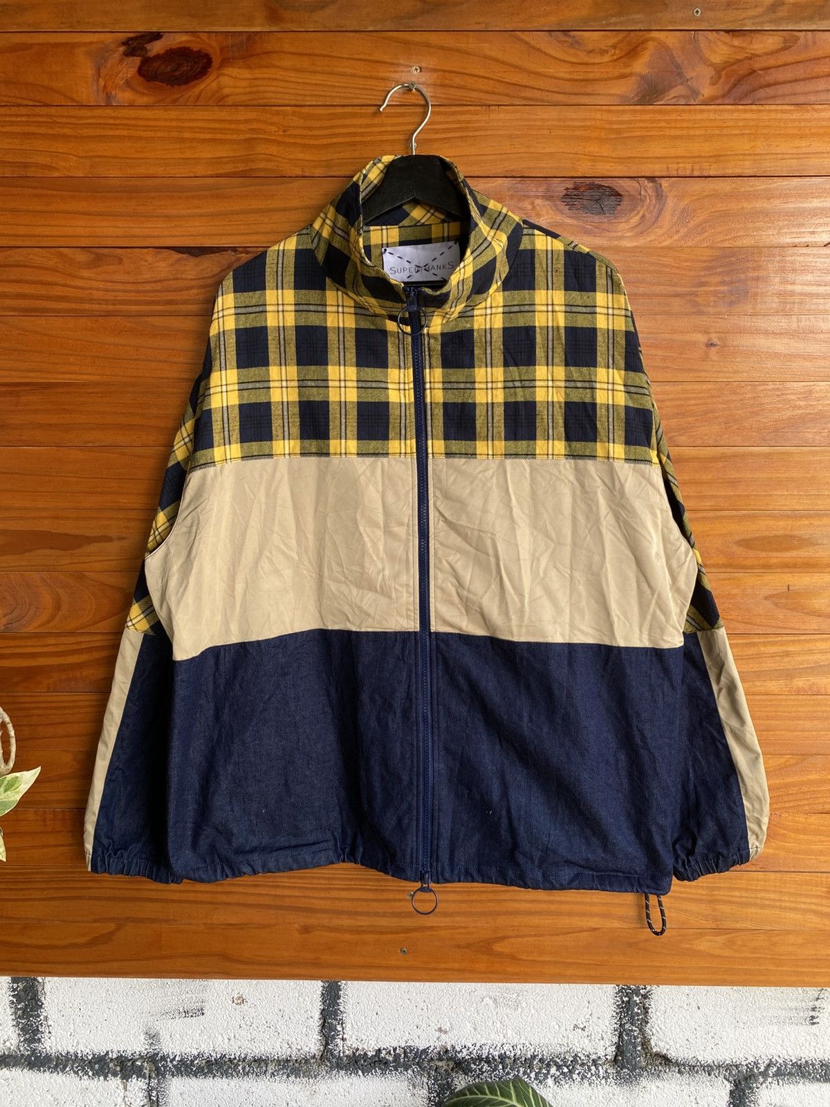 Japanese Brand SUPERTHANKS Plaid Panel Color-Block Jacket Streetwear Size US L / EU 52-54 / 3 - 3 Thumbnail