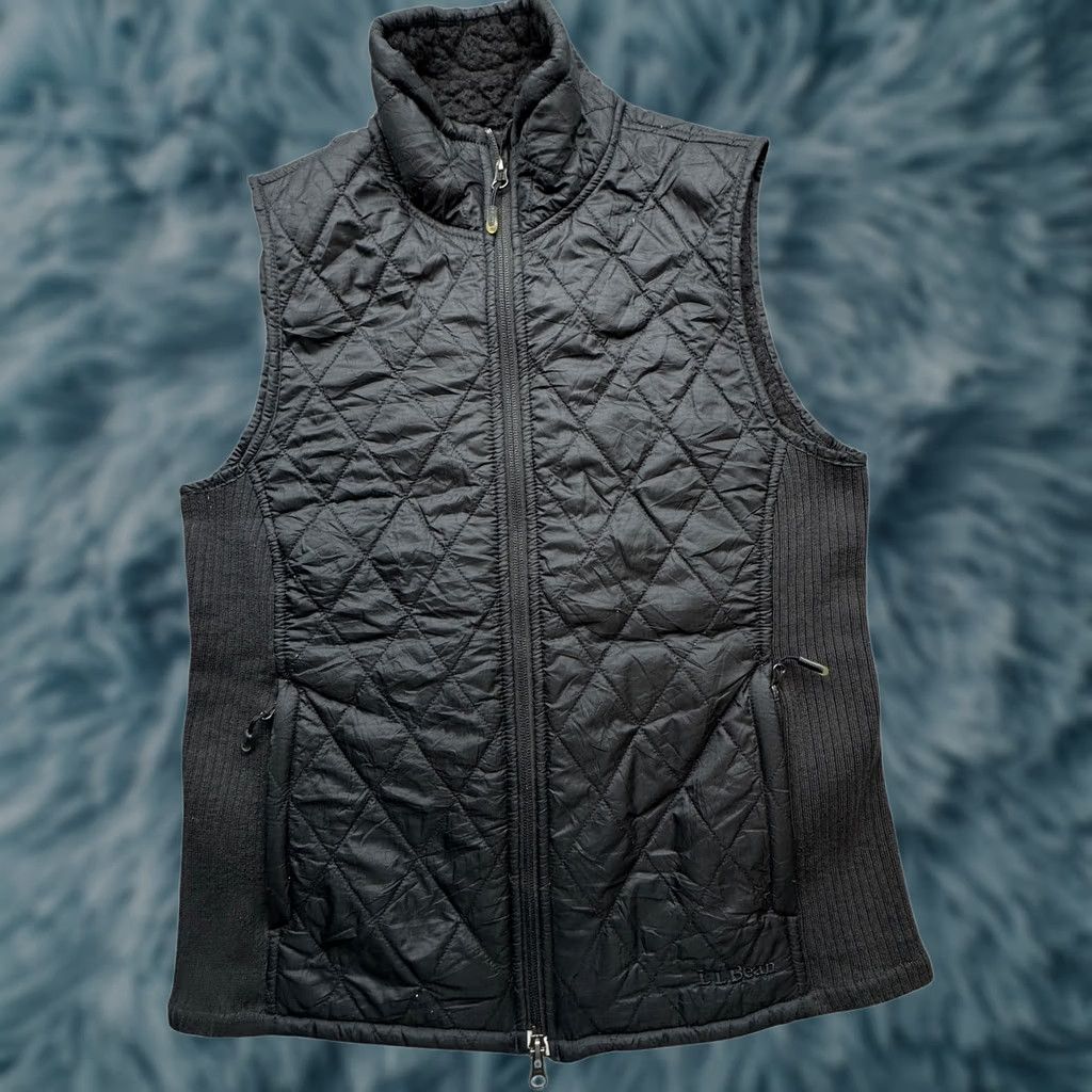 Vintage LL Bean Quilted Puffer Vest Jacket Womens Small Reg Black Pockets Stretch Vest Size S / US 4 / IT 40 - 1 Thumbnail
