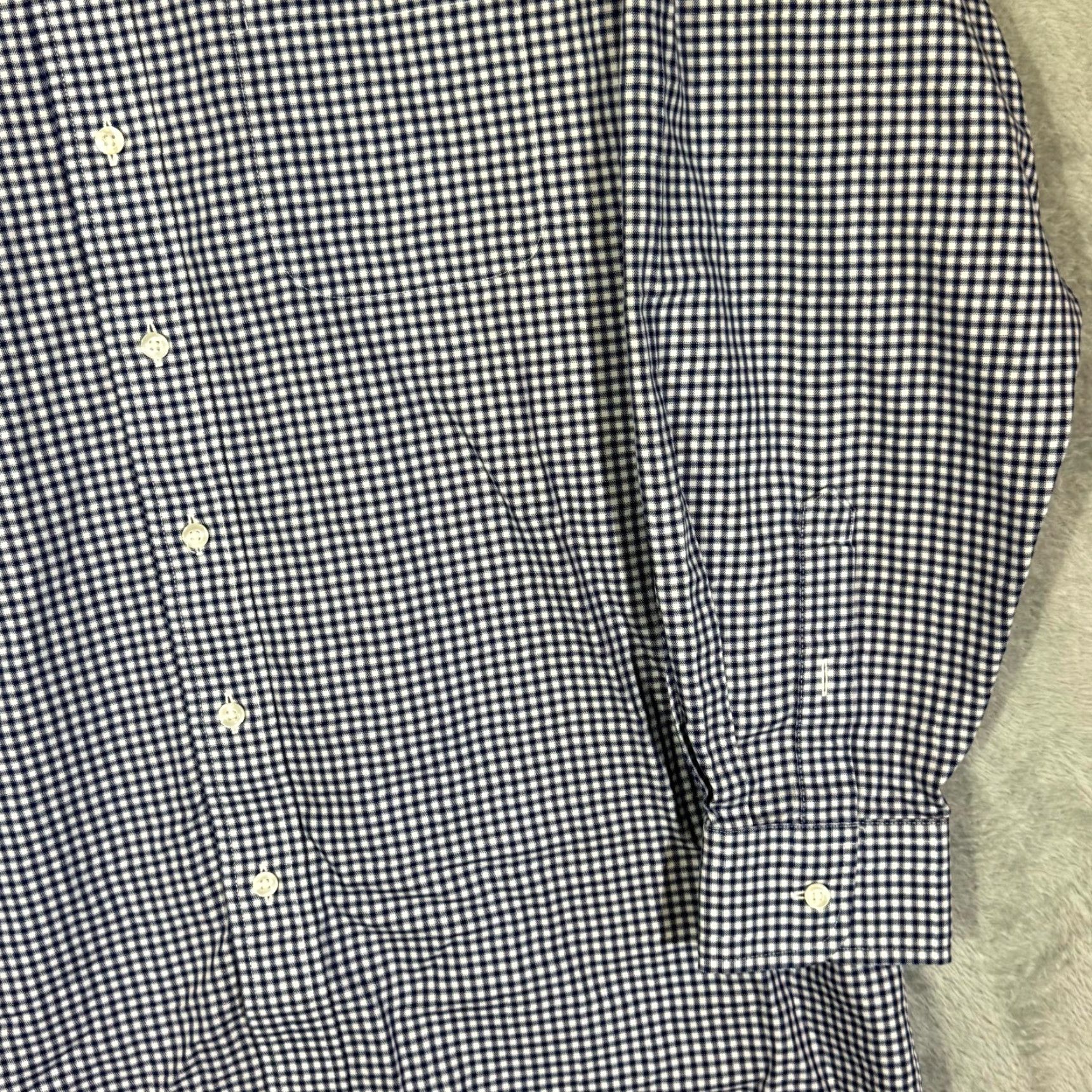 Roundtree & Yorke Gold Label Dress Shirt Blue Check 100% Cotton 16.5×34 Fitted Long Sleeve Button-Down Collar Mens Regular Shirt Size 46R - 5 Thumbnail