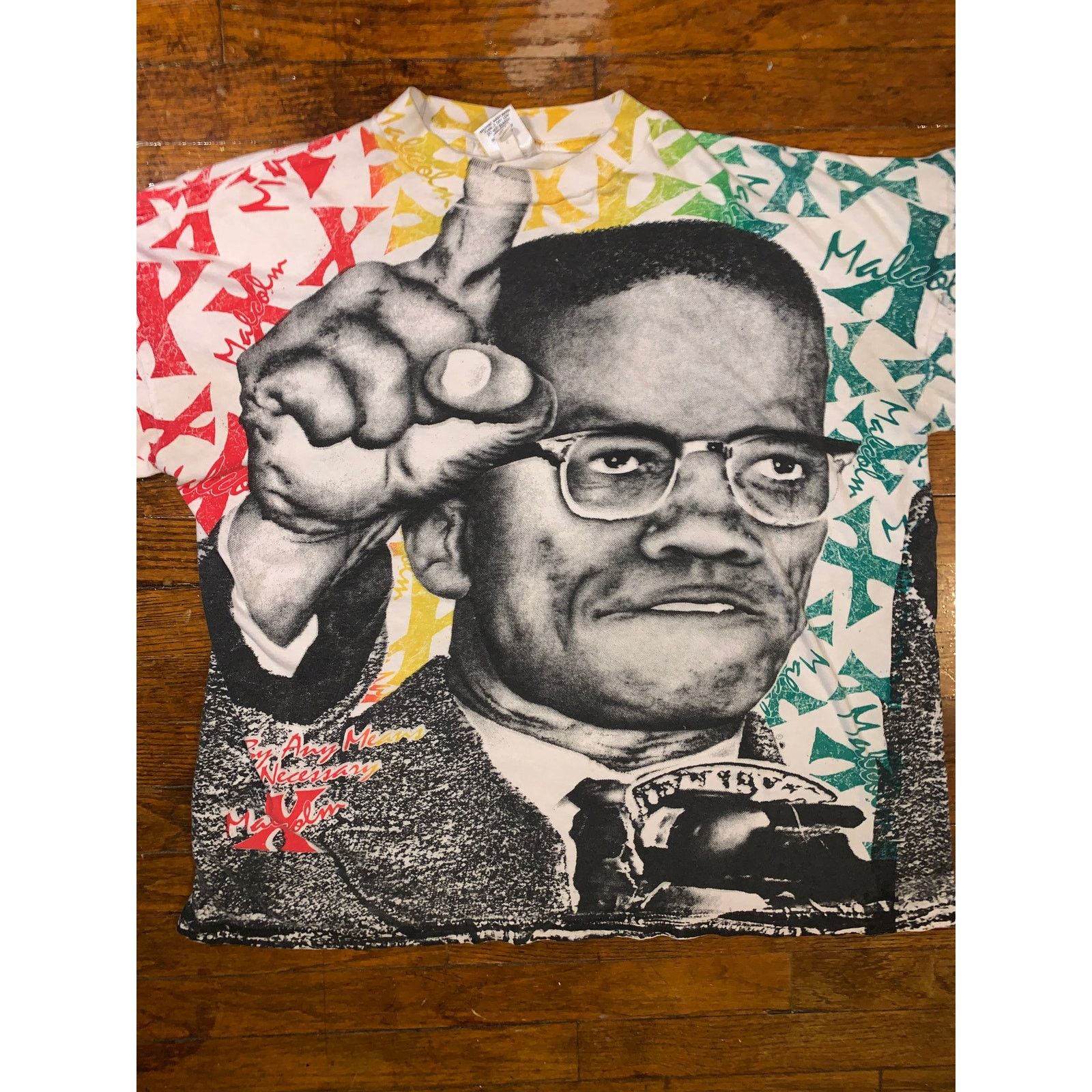 Other × Vintage Vintage 90s Malcolm X AOP T Shirt XL Okina Rap Tee Size US XL / EU 56 / 4 - 1 Thumbnail