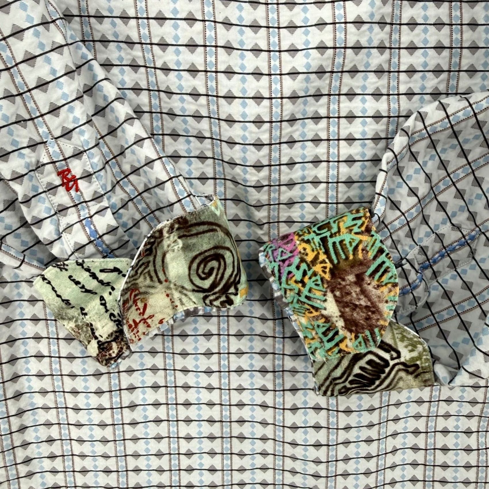 Robert Graham Robert Graham Mens Geometric Diamond Print Button Down Silk Trim Shirt L Size US L / EU 52-54 / 3 - 4 Thumbnail