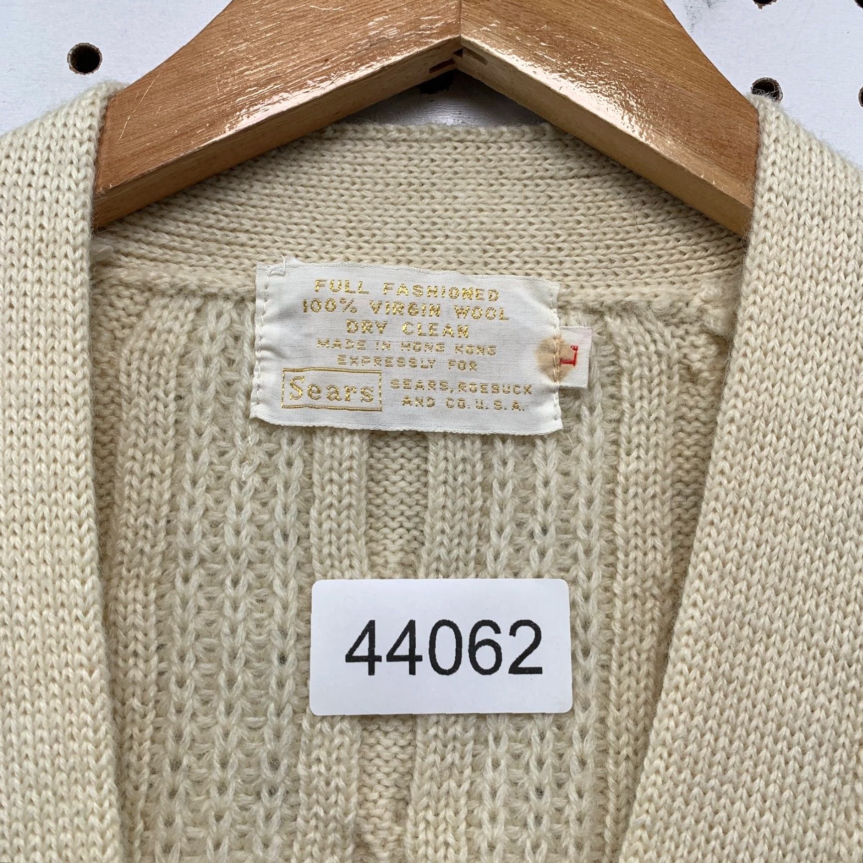 Sears VINTAGE Sears Virgin Wool Cardigan Sweater Beige Womens Large Long Sleeve V-Neck Button Knit Winter Womens Size L / US 10 / IT 46 - 5 Thumbnail