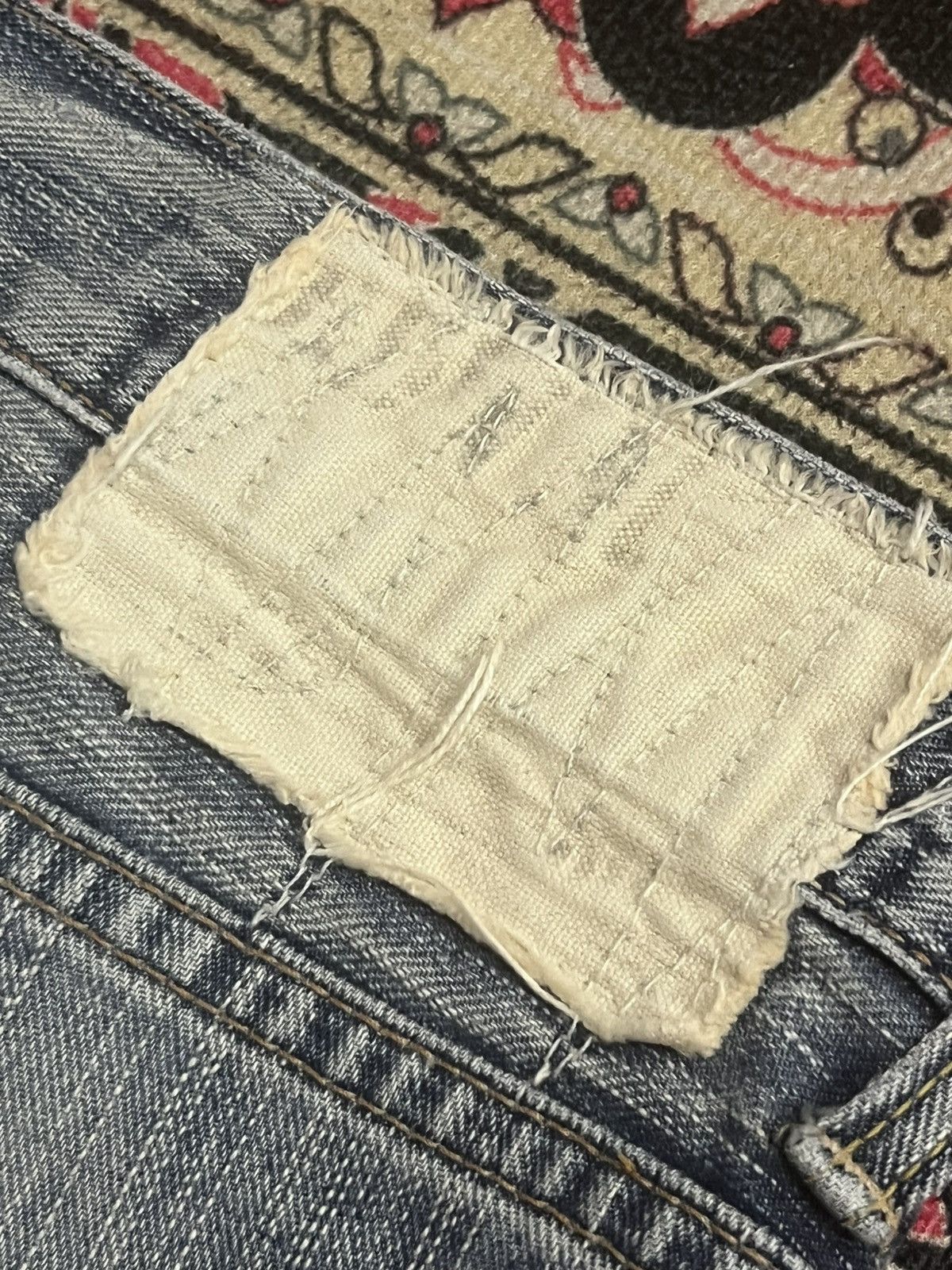Edwin Vintage Edwin XVS Light Blue Sashiko Patchwork Loose Jeans Size US 34 / EU 50 - 8 Thumbnail