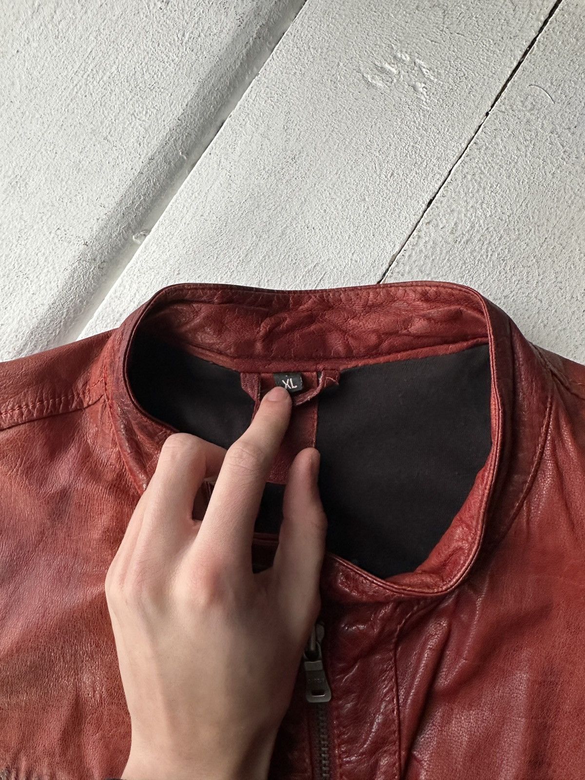 Gypsy 🚨VNTG LEATHER JACKET AVANT GARDE ASYMMETRICAL BROWN MOTO Size US XL / EU 56 / 4 - 5 Thumbnail