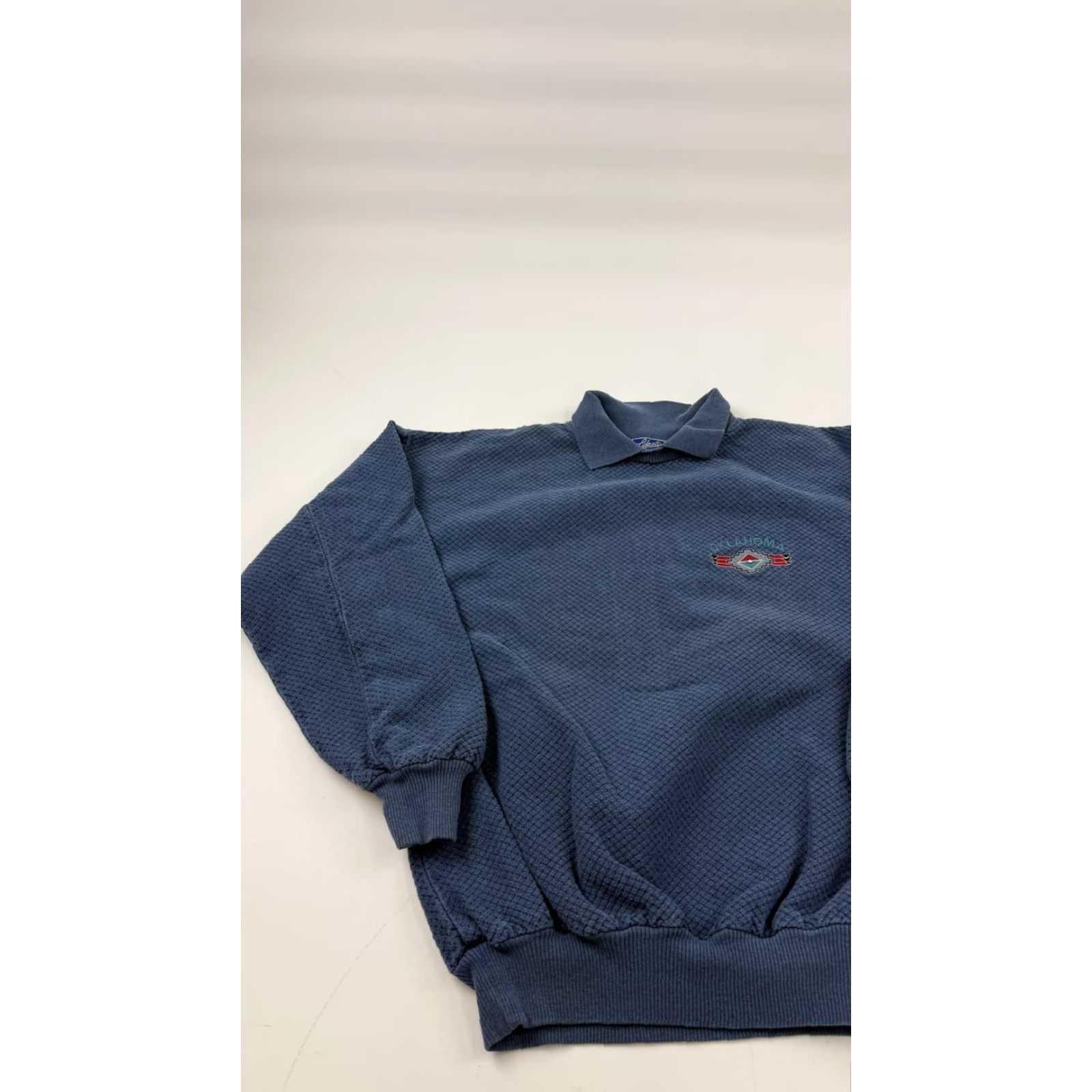Vintage Vintage Lifestyles Oklahoma Sweatshirt Mens M Blue Collared Embroidered USA Southwestern Graphic Pullover Knit Cotton Pockets Size US M / EU 48-50 / 2 - 2 Thumbnail
