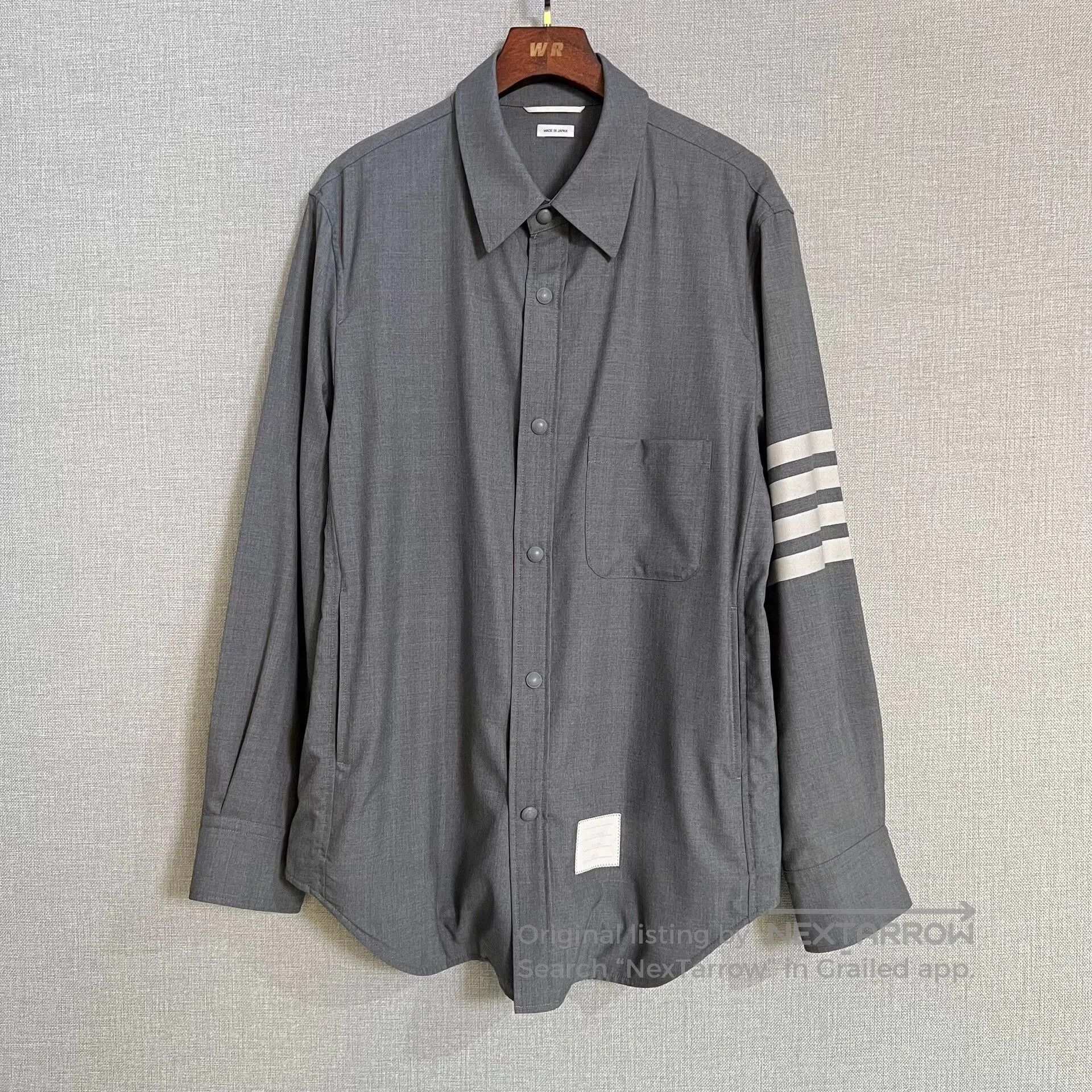 Thom Browne Thom Browne Gray Wool Stripe Shirt Jacket. Size US L / EU 52-54 / 3 - 1 Thumbnail