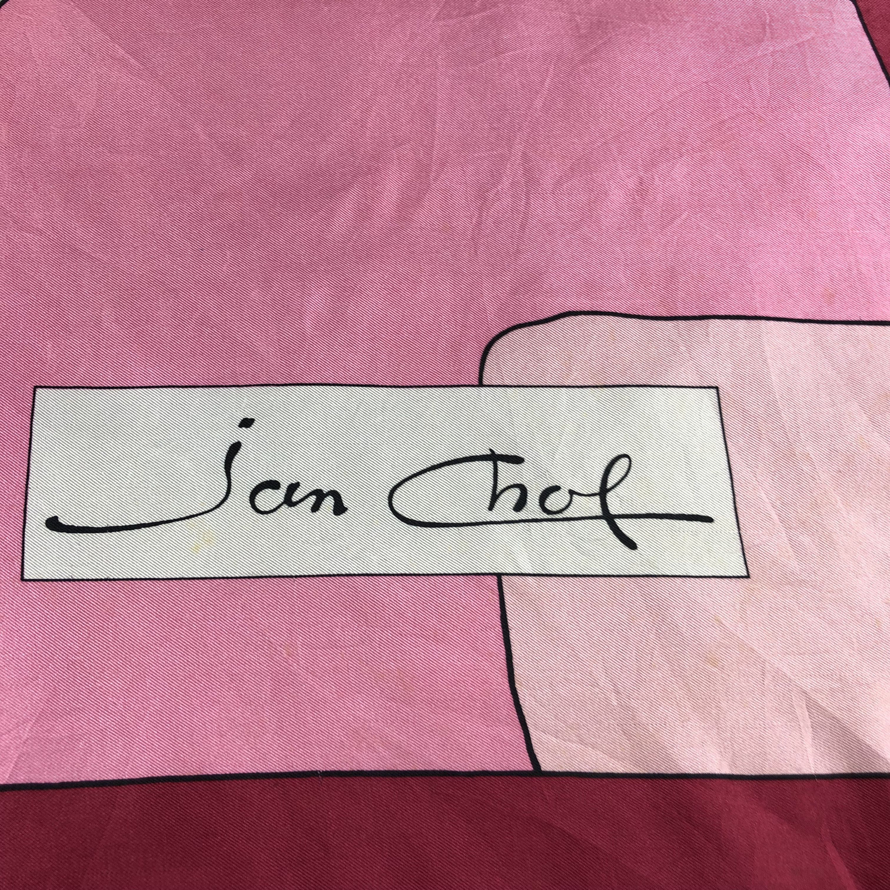 Vintage Jan Chol Abstract Silk Scarf M915 Size ONE SIZE - 3 Thumbnail