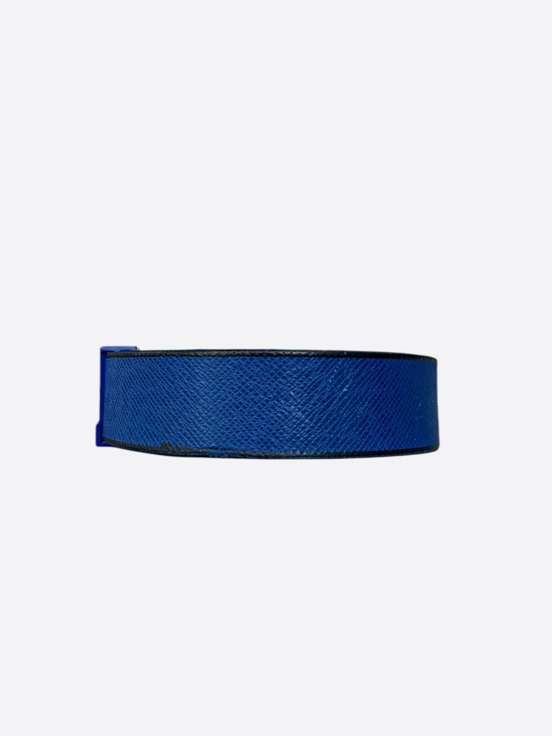 Louis Vuitton Louis Vuitton Blue & Black Taigarama Initiales Belt Size 36 - 2 Thumbnail