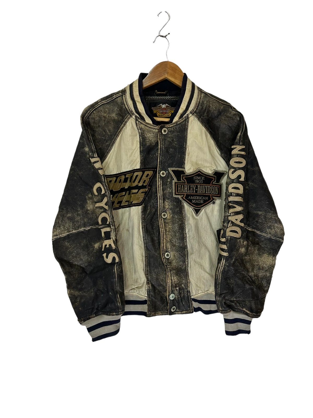 Vintage Vintage Harley Davidson Distress Leather Polyster Jacket | Grailed