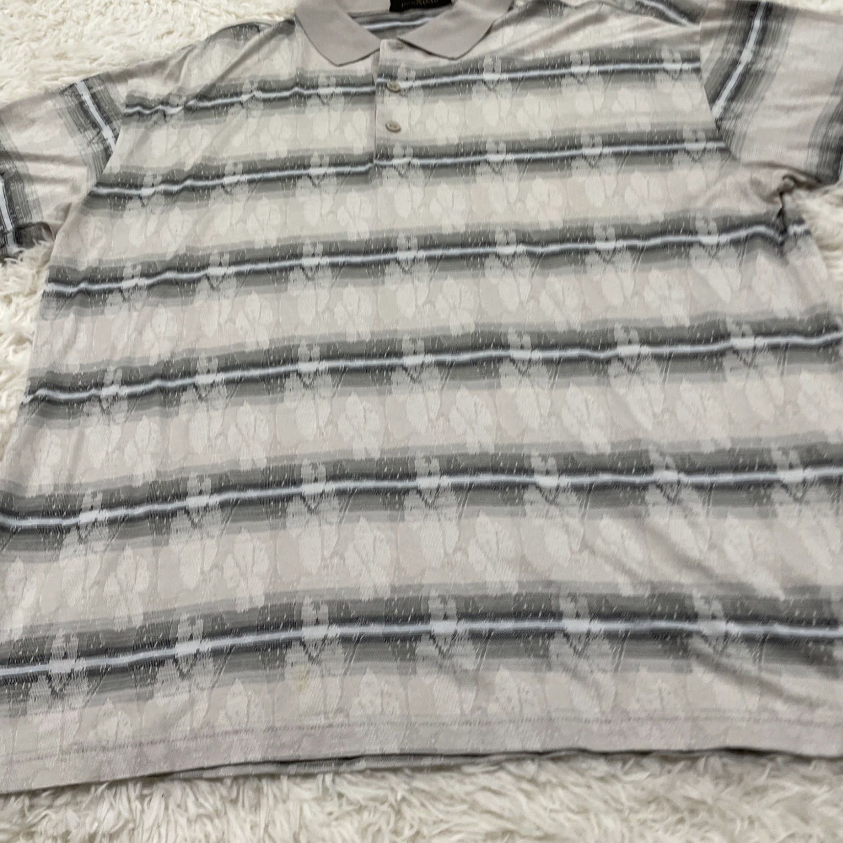 BUGATCHI VINTAGE Bugatchi Uomo Polo Shirt Geometric Abstract 90s Optical Illusion Gray L Men Polo Shirt, Short Sleeve, 100% Cotton, Regular Fit, Golf Size US L / EU 52-54 / 3 - 3 Thumbnail