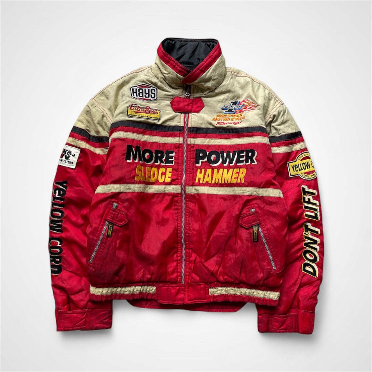 YELLOW CORN 🔥Vtg Yellow Corn Full Patches Nascar Racing Bomber Jacket Size US L / EU 52-54 / 3 - 1 Thumbnail