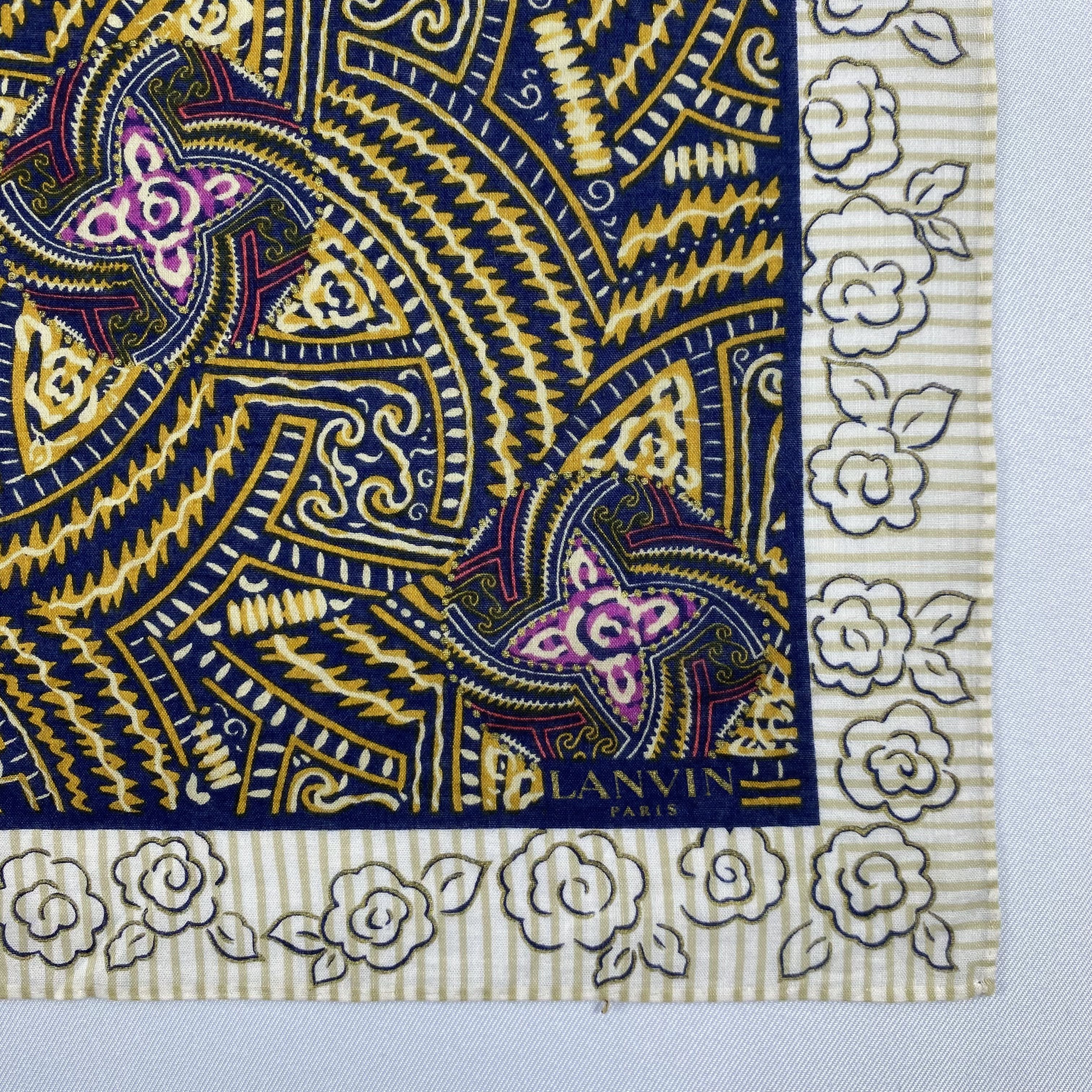 Lanvin Vintage Lanvin Paris Geometric Floral Cotton Handkerchief Size ONE SIZE - 3 Thumbnail