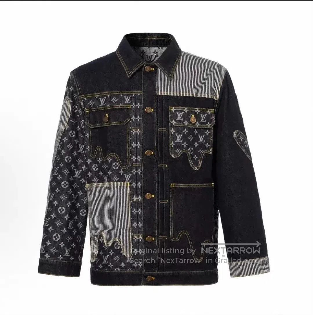 Louis Vuitton Black Denim Jacket with Patchwork Design Size S. Size US S / EU 44-46 / 1 - 1 Thumbnail