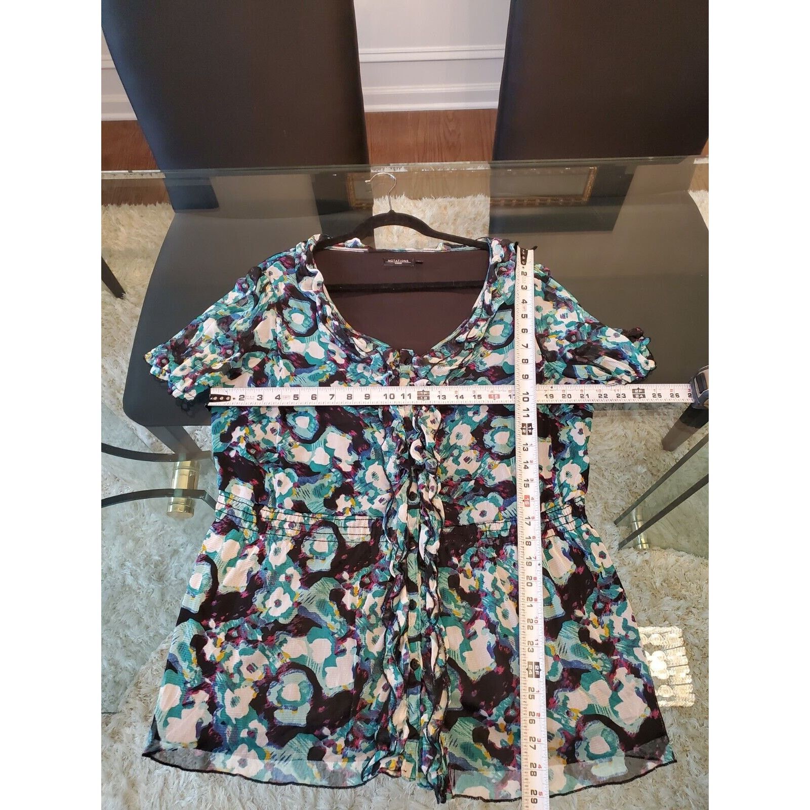 Other Notations Polyester Scoop Neck Short Sleeve Top Blouse 2X Size XXL / US 16-18 / IT 52-54 - 14 Thumbnail