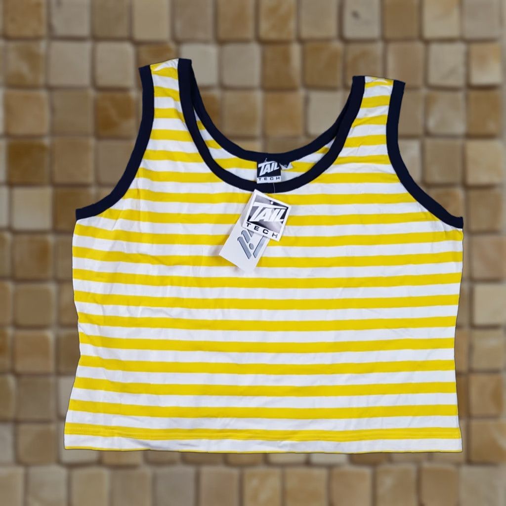 Vintage Vintage Tail Golf Yellow Striped Cropped Women's XL Sleeveless T Shirt Tank Top Size XL / US 12-14 / IT 48-50 - 1 Thumbnail