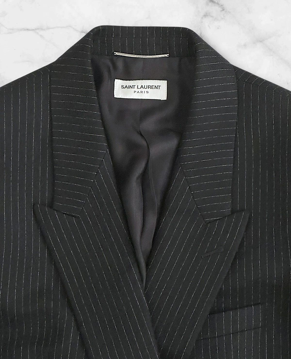 Saint Laurent Paris Saint Laurent Wool Pinstripe Blazer Size 42R - 2 Thumbnail