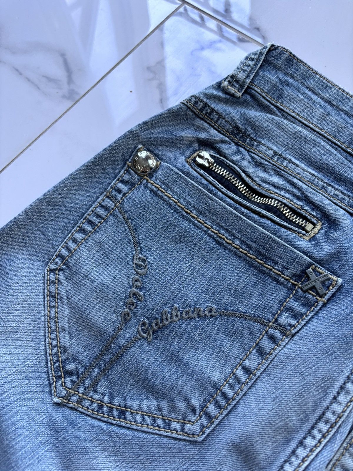 Dolce & Gabbana Vintage Y2K Dolce Gabbana Jeans 00’s Big Logo Washed Denim Size US 29 - 6 Thumbnail
