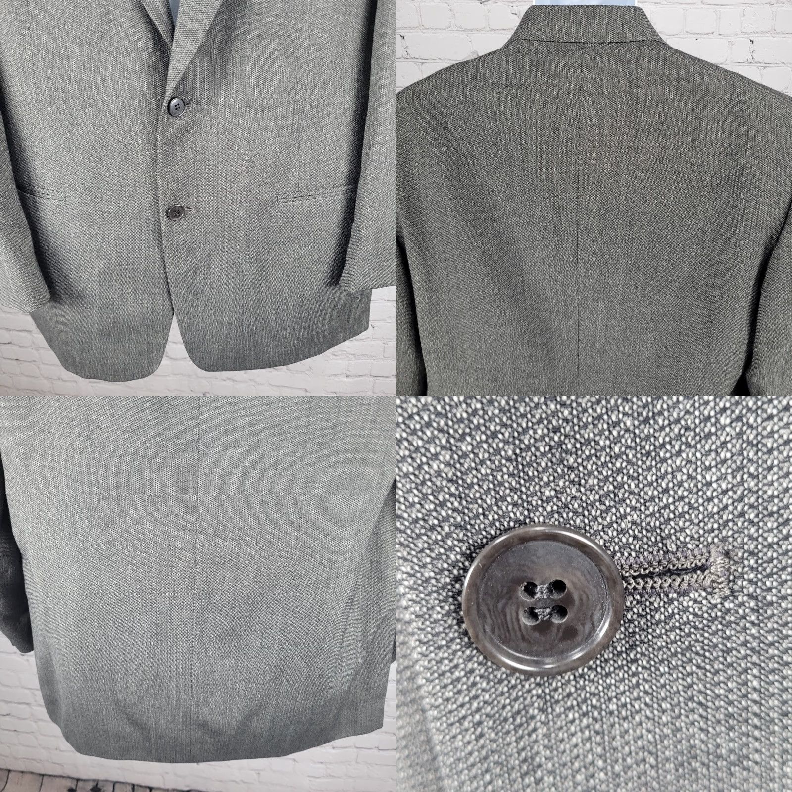 Pierre Cardin VINTAGE Pierre Cardin Grey 2 Button Ventless Notch Blazer Sport Coat Suit Jacket USA 42L Size 42R - 8 Thumbnail
