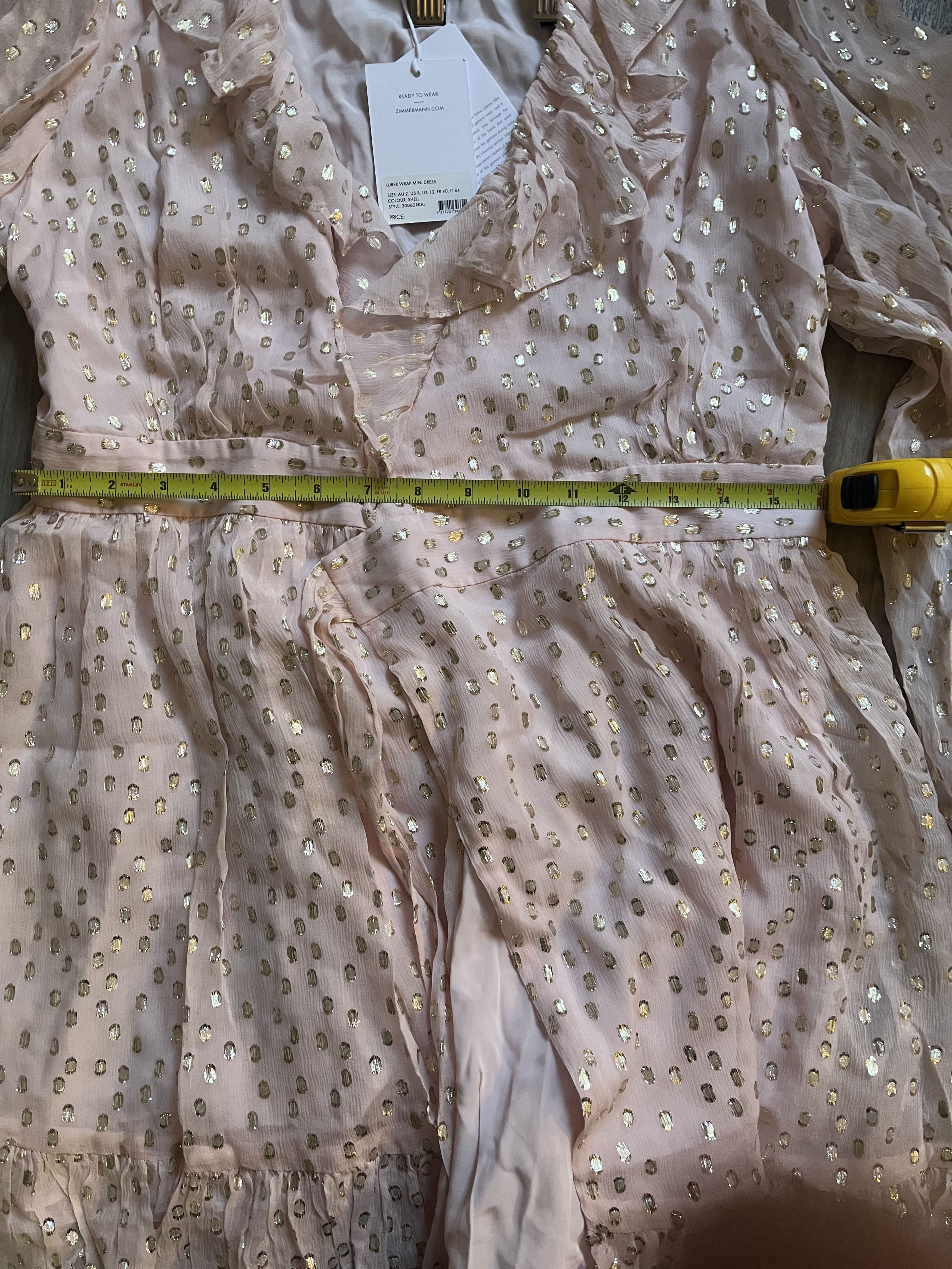 Zimmermann Zimmermann Pink/Gold Lurex Wrap Silk Mini Dress Size M / US 6-8 / IT 42-44 - 7 Thumbnail